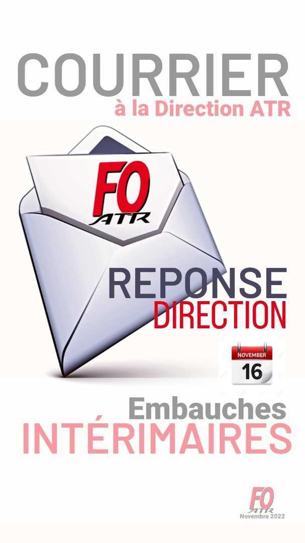 Réponse de la direction ATR (courrier FO du 03 novembre)