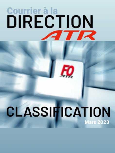 Courrier à la Direction ATR: CLASSIFICATION