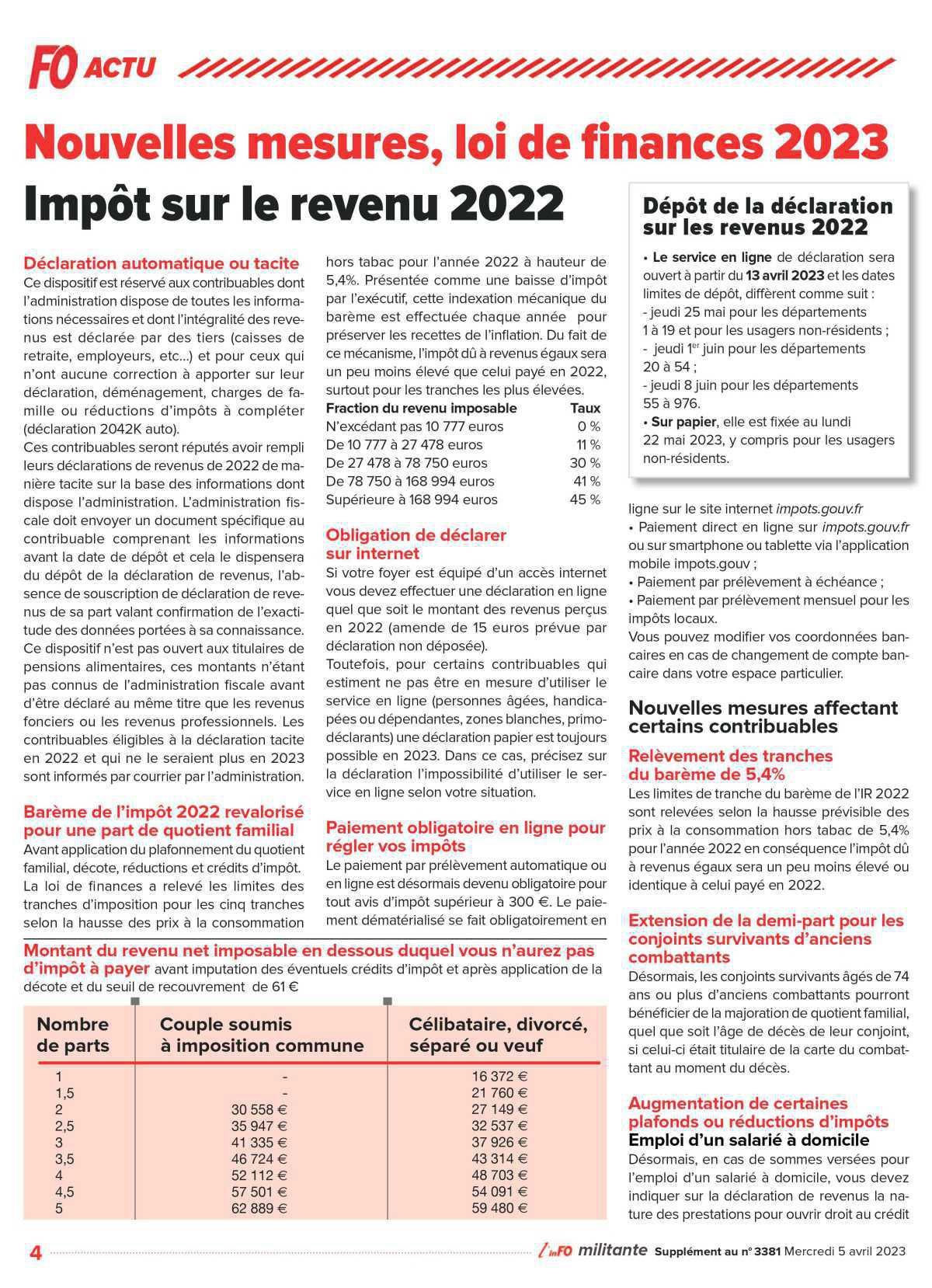 Spécial impôts 2023 Spécial impôts 2023