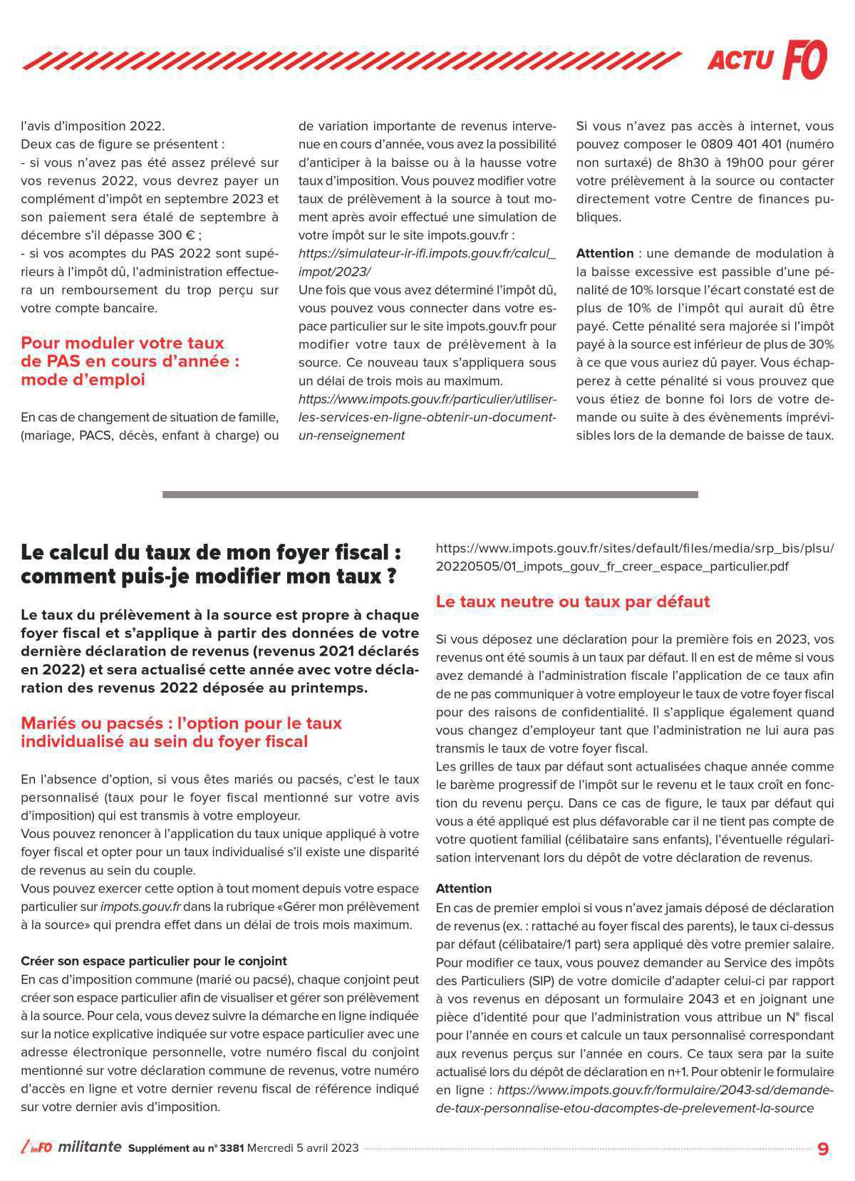 Spécial impôts 2023 Spécial impôts 2023