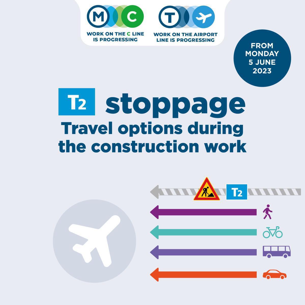 T2 Stoppage : travel options (from monday 5 june 2023)
