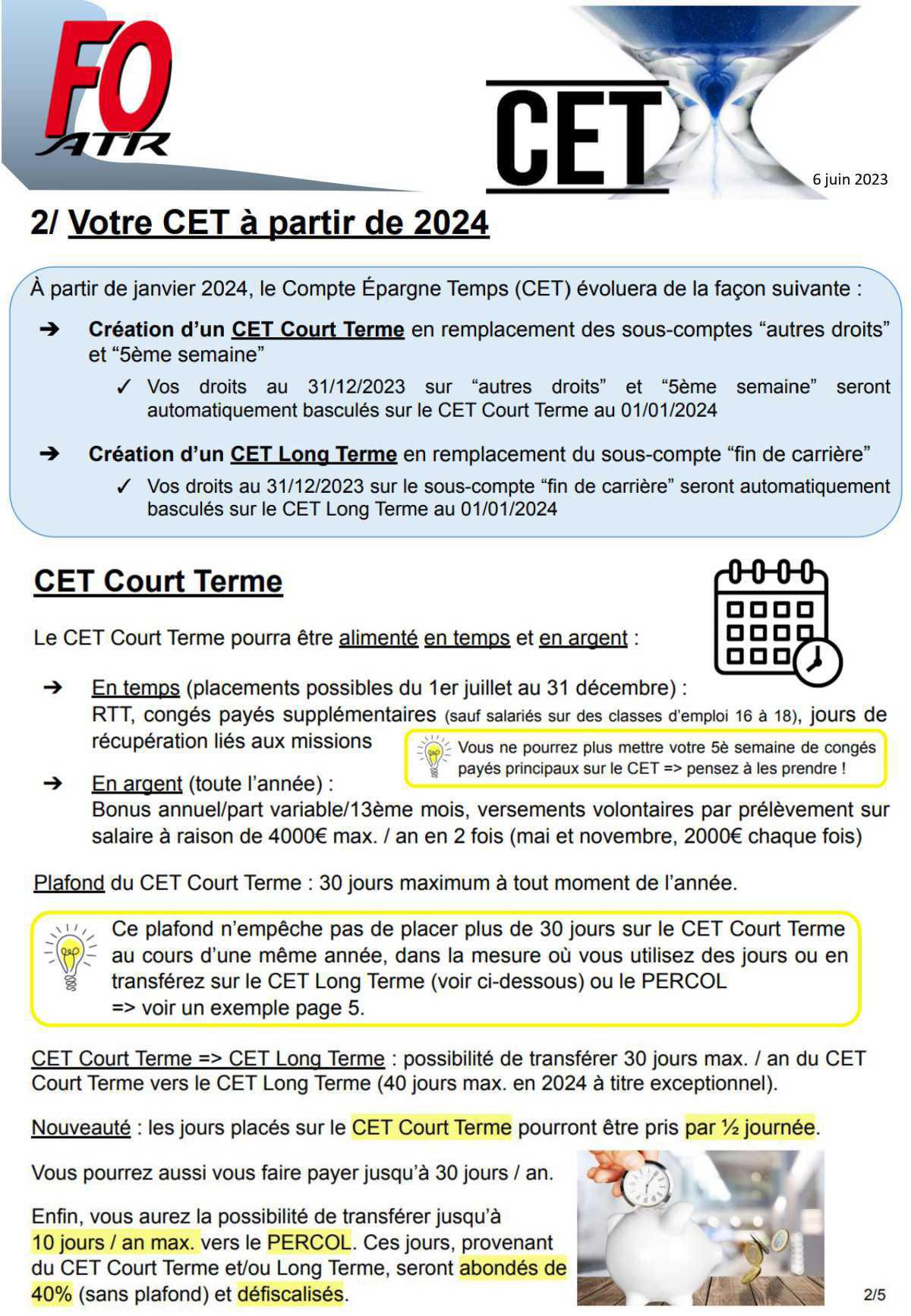 Une semaine, une info : Compte Epargne Temps (CET/TSA) FR/EN