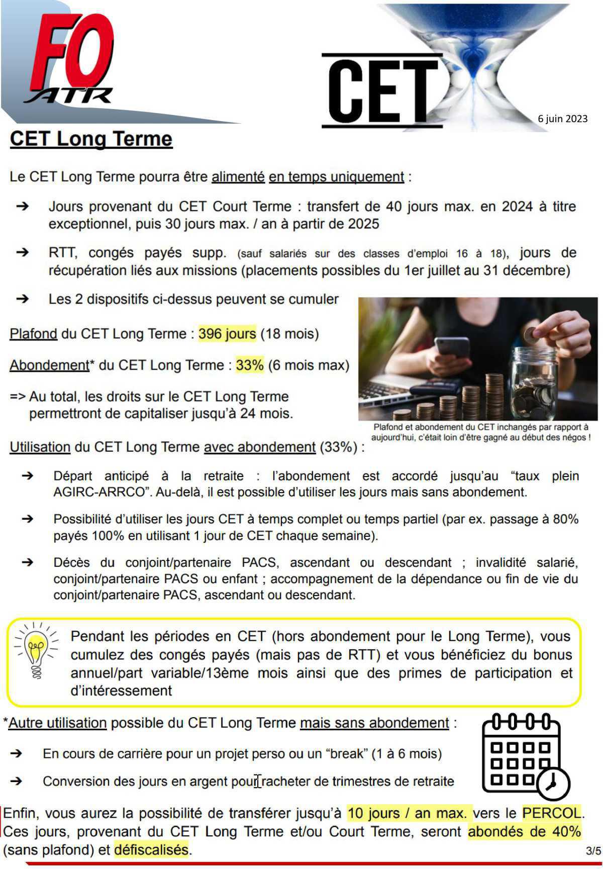 Une semaine, une info : Compte Epargne Temps (CET/TSA) FR/EN