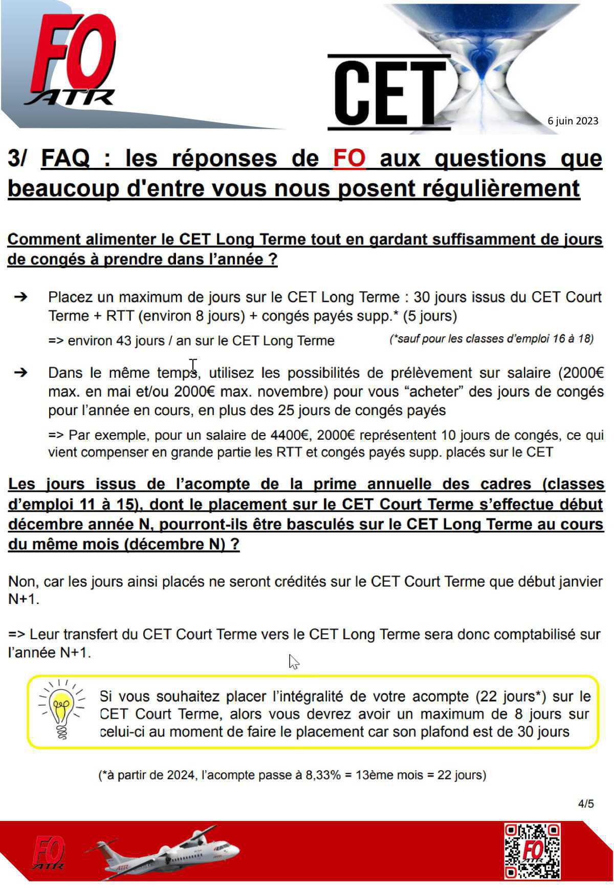 Une semaine, une info : Compte Epargne Temps (CET/TSA) FR/EN