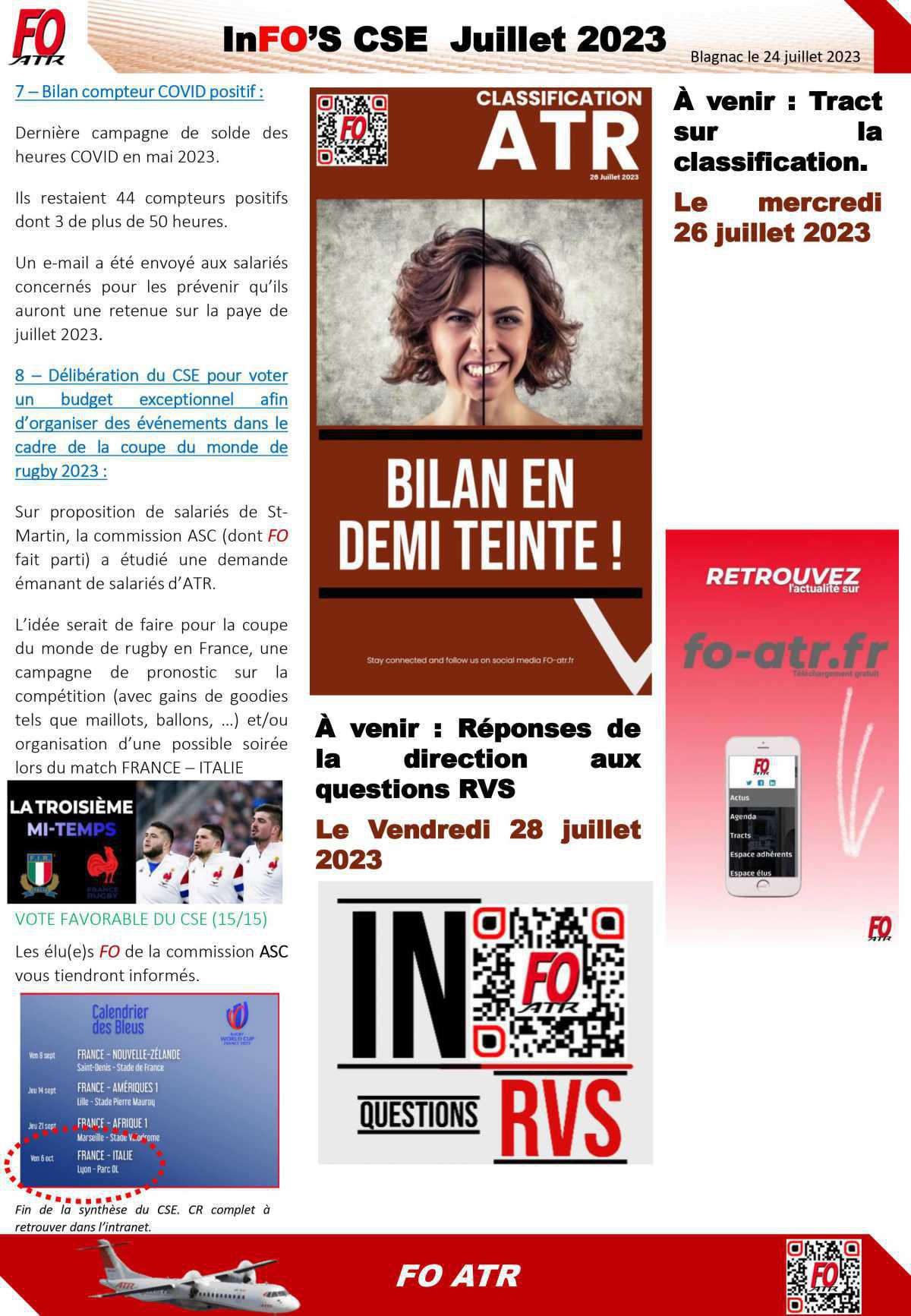 InFO's : Synthèse CSE juillet 2023