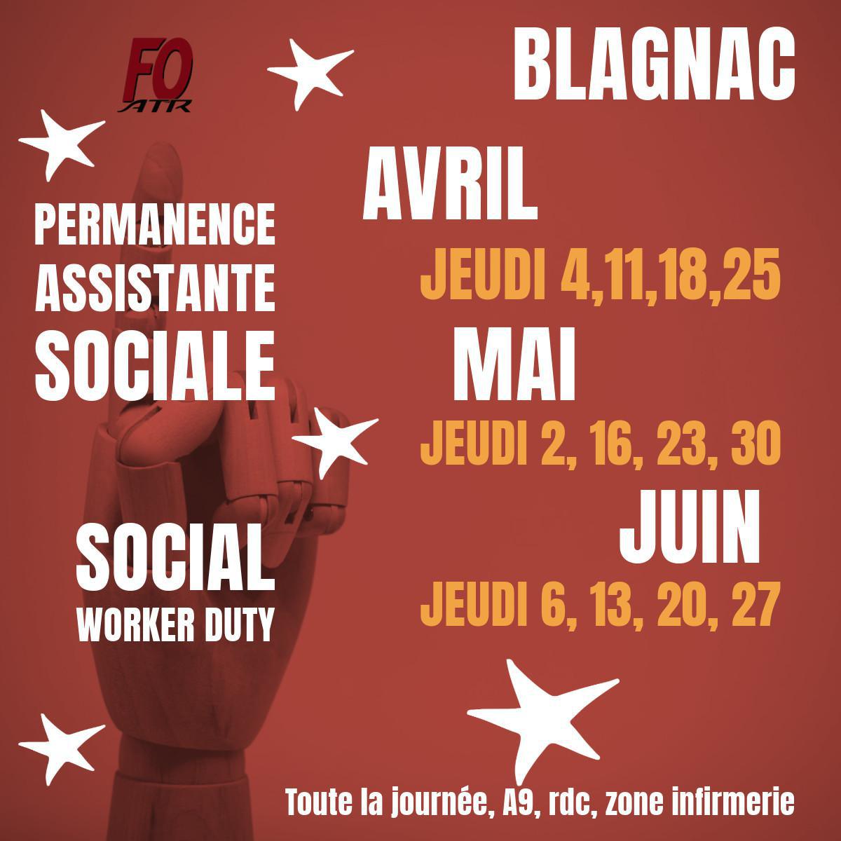 Permanence Assistante Sociale (Avril, Mai, Juin 2024) désormais le jeudi !