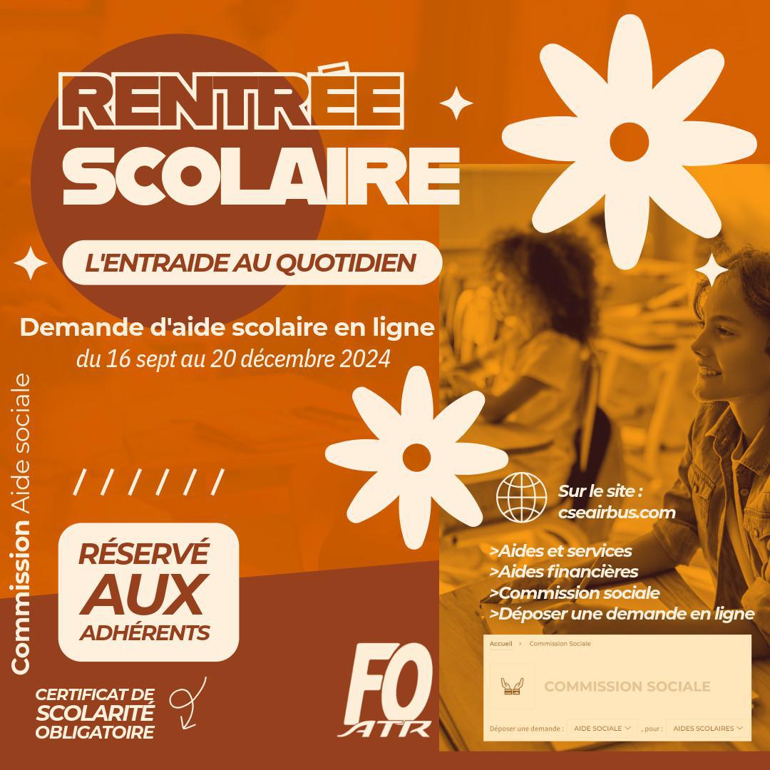 Rentrée scolaire 2024 : AIDE SOCIALE, pensez-y !