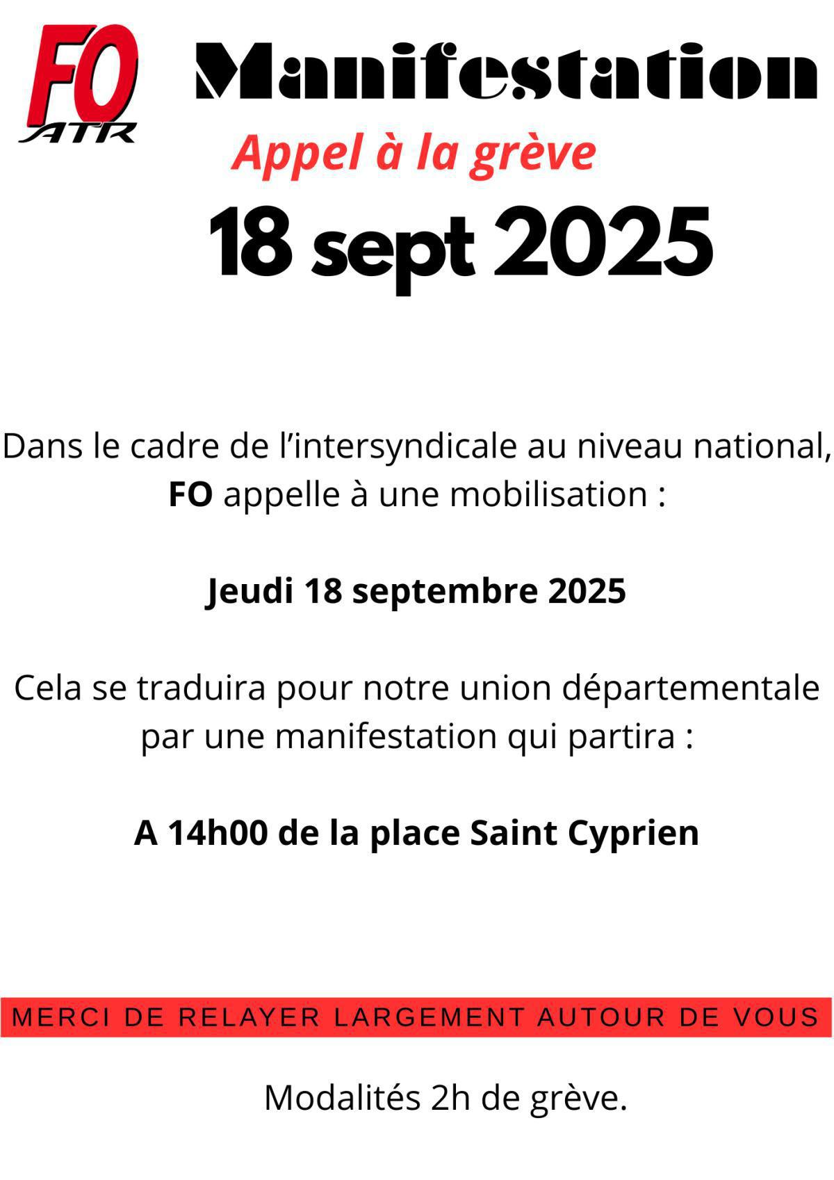 Appel à la manifestation du 18 septembre 2025