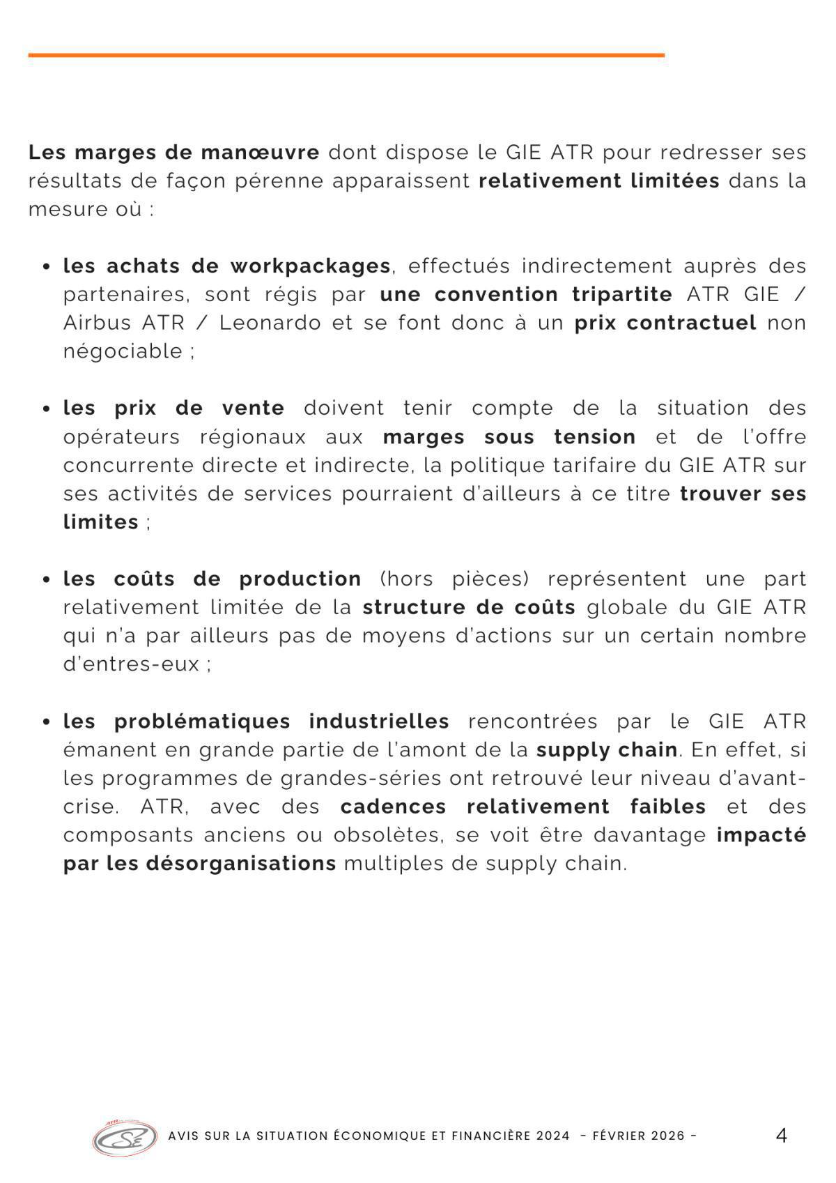 Déclaration intersyndicale Expertise Economique et financière 2024 et avis de la commission économique d'ATR.
