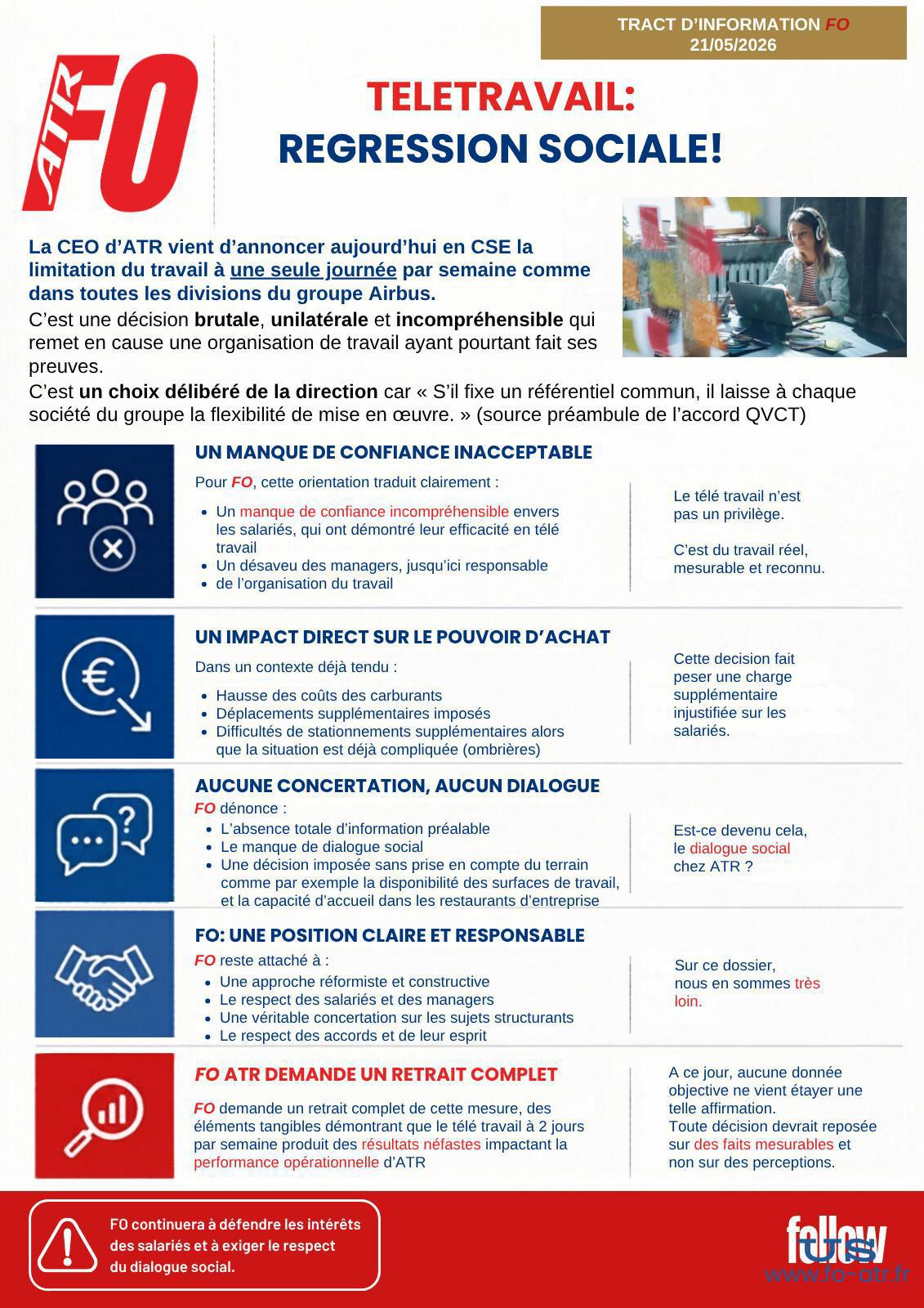 Télétravail ATR : Régression Sociale & Sociétale !