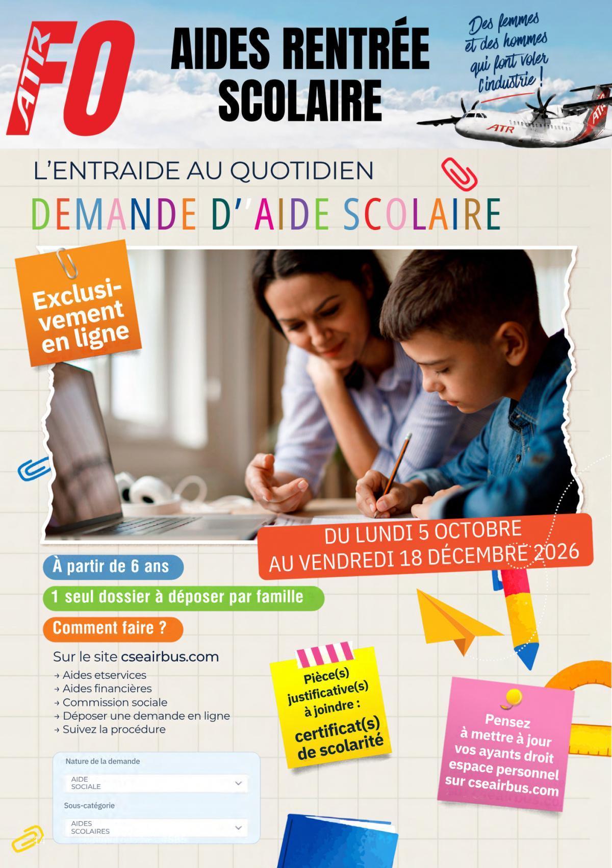 Aides rentrée scolaire