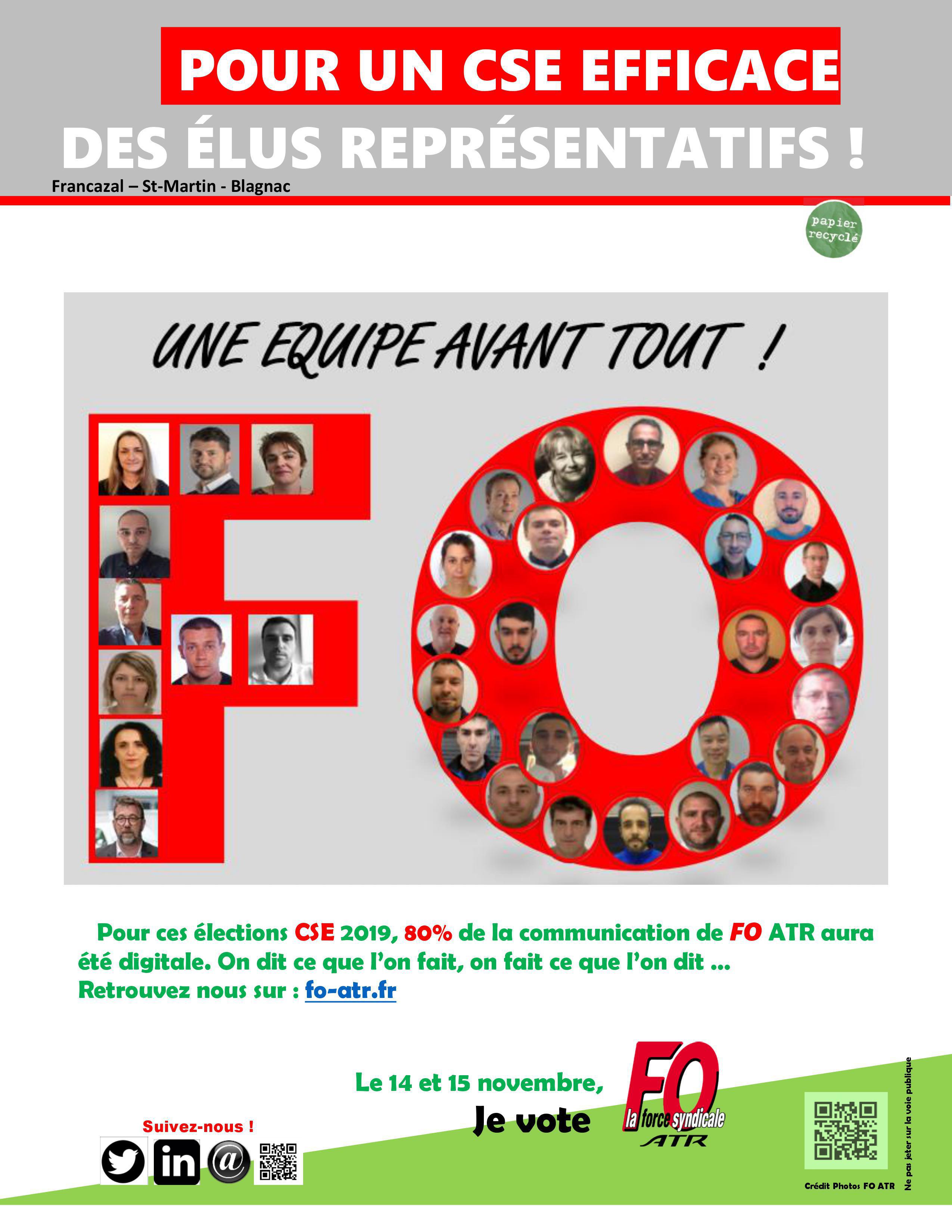 PROFESSION DE FOI CSE 2019, FO ATR PROFESSION DE FOI CSE 2019, FO ATR