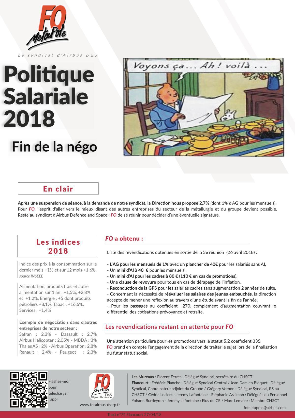 Politique Salariale 2018 : fin de la négo Politique Salariale 2018 : fin de la négo