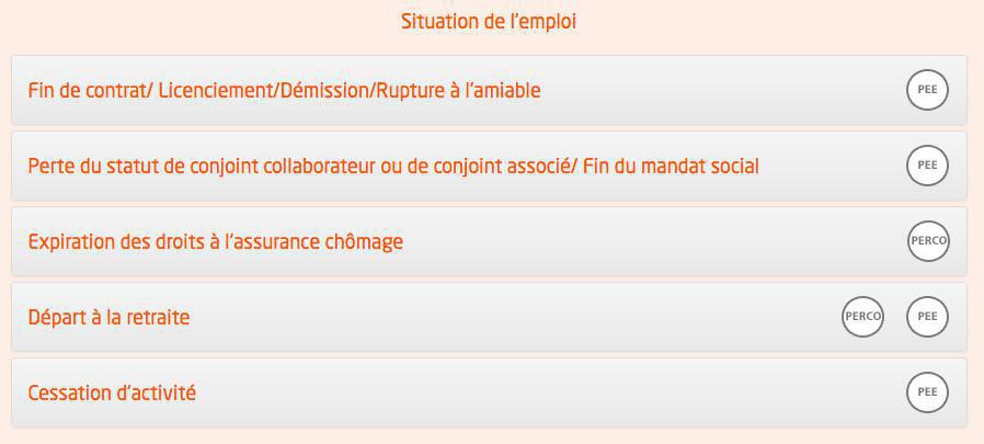 PERCO / PEE - Cas de déblocage PERCO / PEE - Cas de déblocage