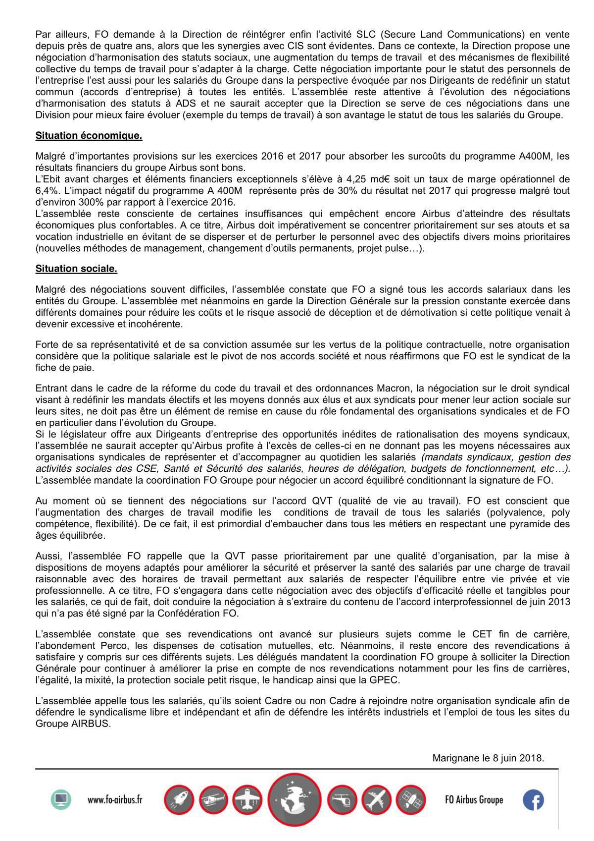FO Airbus - Motion de l'AG 2018 FO Airbus - Motion de l'AG 2018