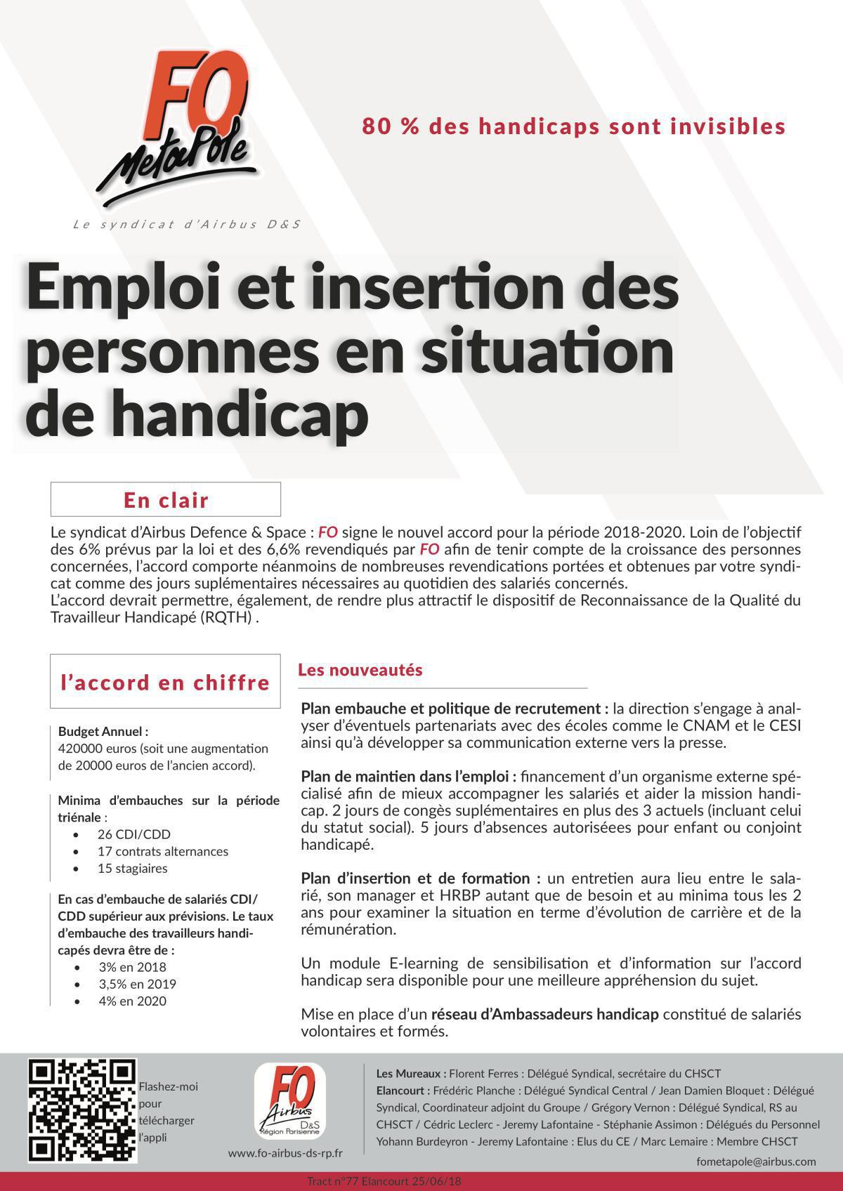 Accord, Handicap FO signe Accord, Handicap FO signe