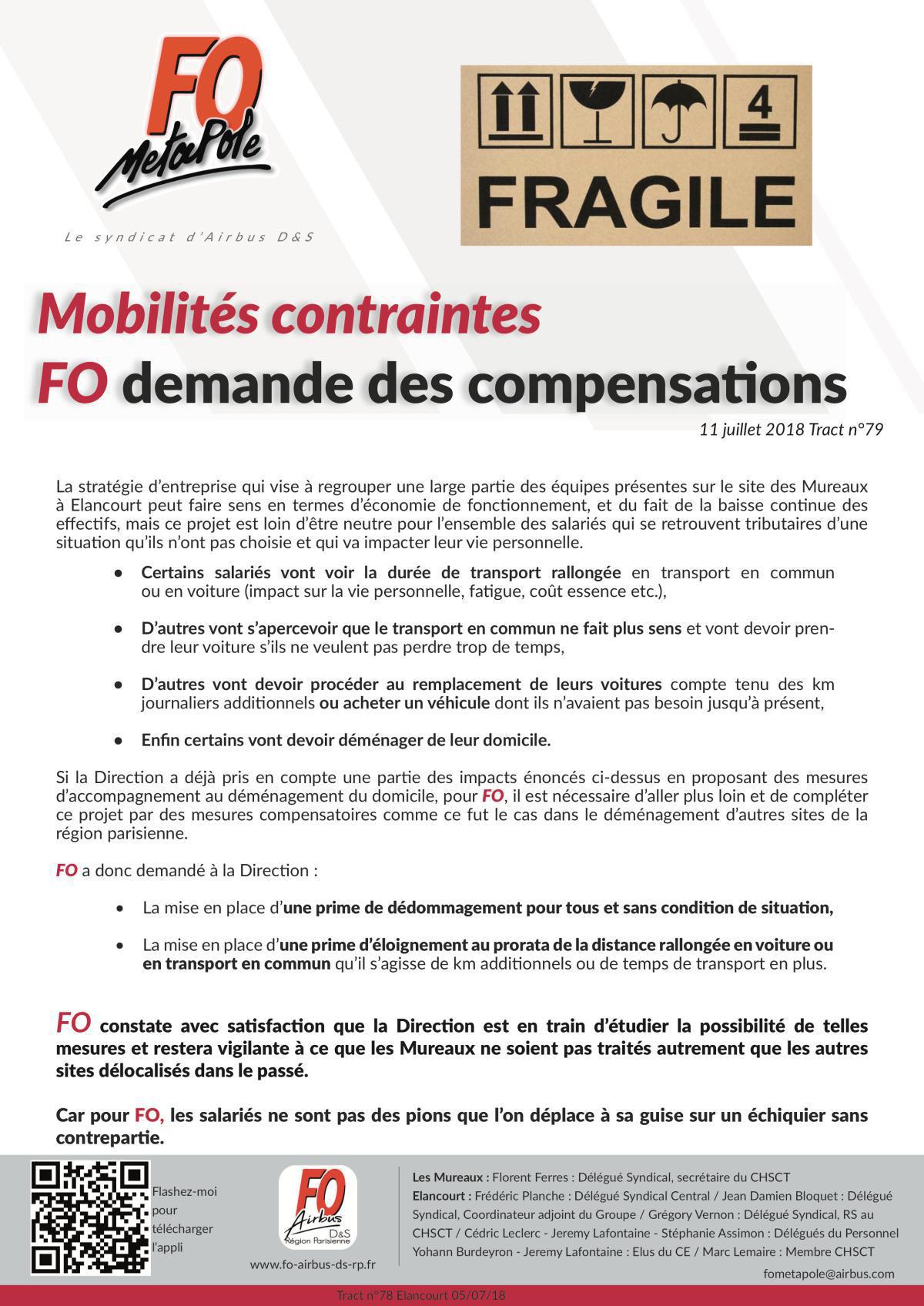 Mobilités contraintes : FO demande des compensations Mobilités contraintes : FO demande des compensations