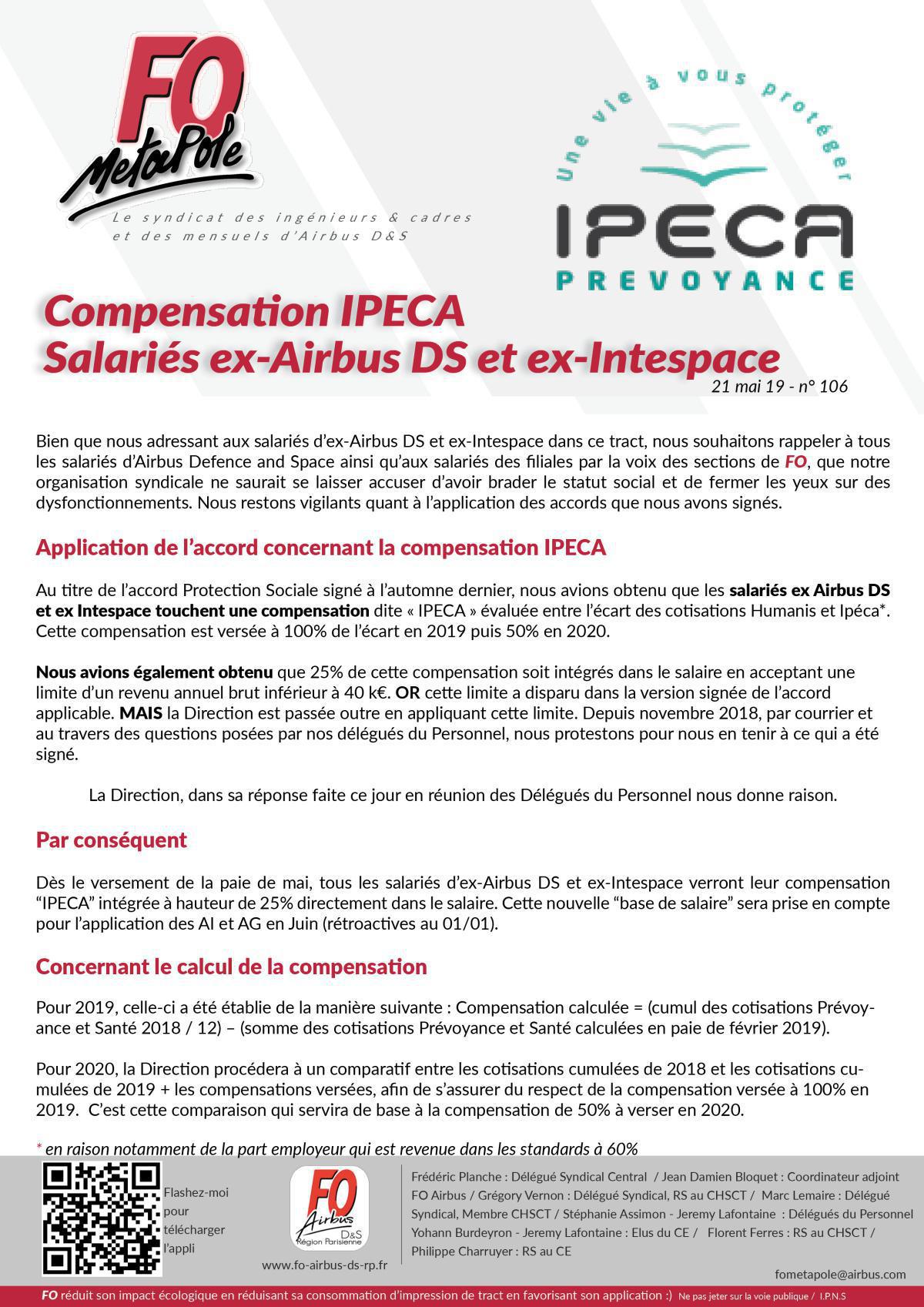 Compensation IPECA du nouveau pour les salariés ex Airbus DS Compensation IPECA du nouveau pour les salariés ex Airbus DS
