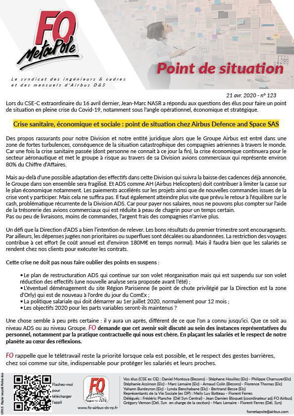 Point de situation Airbus DS Point de situation Airbus DS