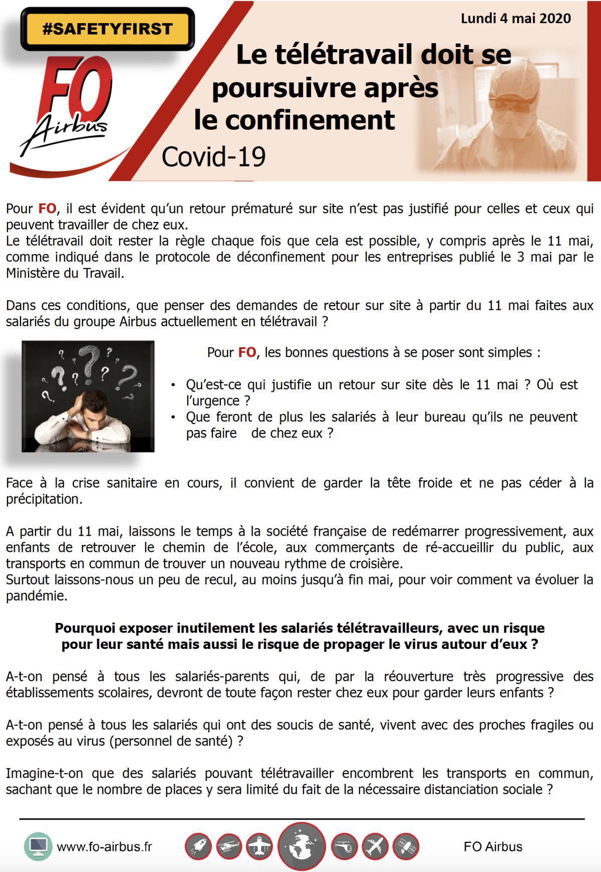 Le télétravail doit se poursuivre après le confinement ! Le télétravail doit se poursuivre après le confinement !