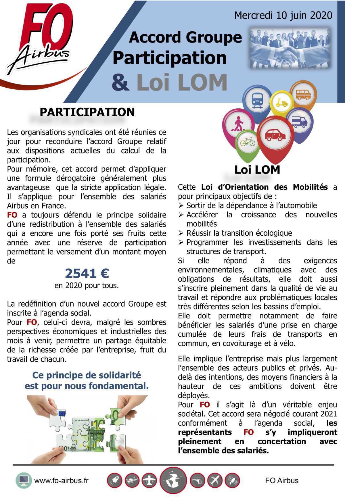 Accords Groupe Participation et loi LOM