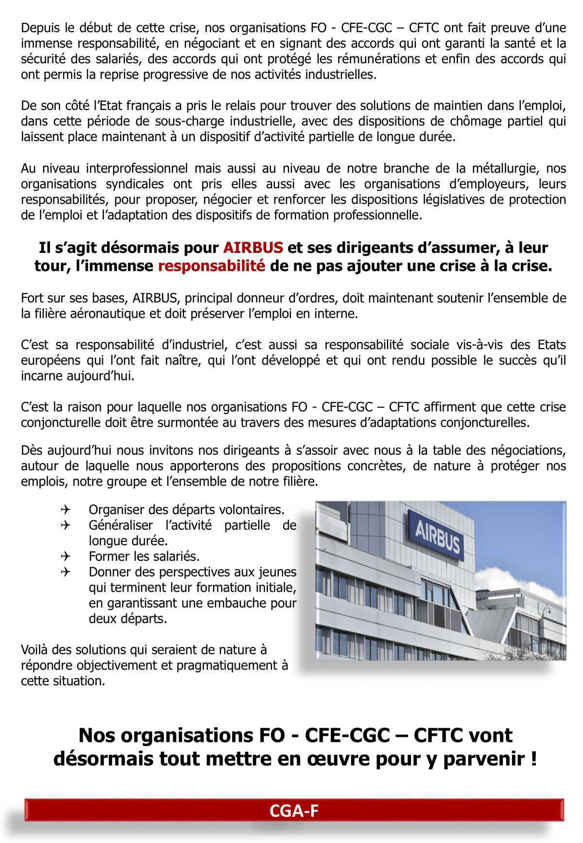 Déclaration lue en CGAF par FO Airbus Déclaration lue en CGAF par FO Airbus