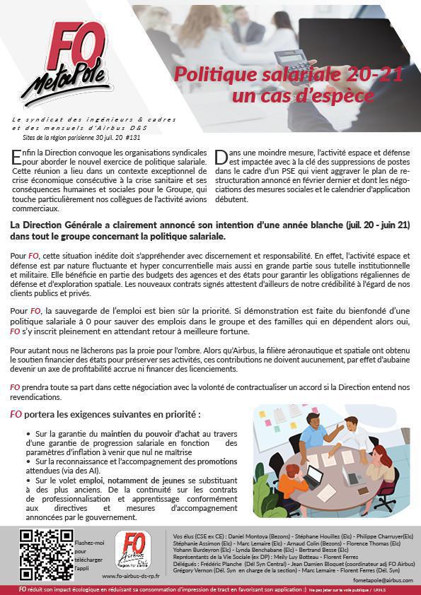 Politique Salariale 20-21, un cas d'espèce Politique Salariale 20-21, un cas d'espèce