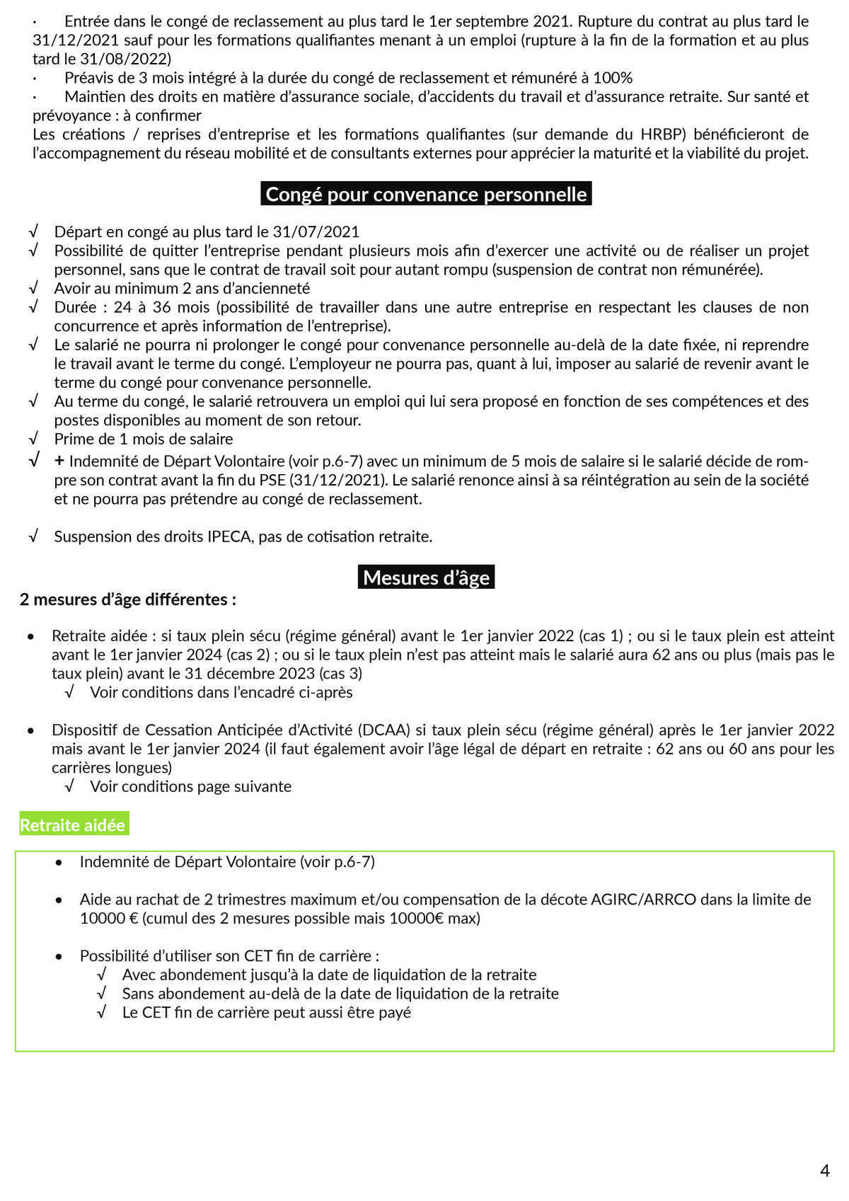PSE ADS : Version définitive des mesures sociales en cas de volontariat PSE ADS : Version définitive des mesures sociales en cas de volontariat