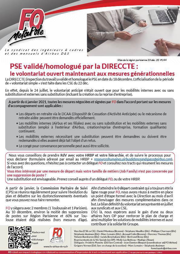 PSE validé et homologué par la DIRECCTE : le volontariat ouvert PSE validé et homologué par la DIRECCTE : le volontariat ouvert