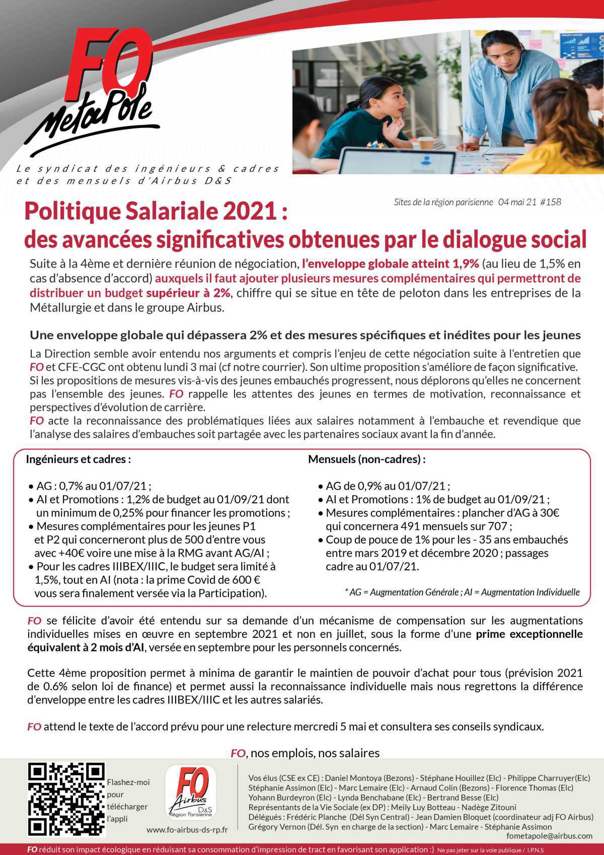 Politique Salariale 2021 : des avancées significatives obtenues par le dialogue social