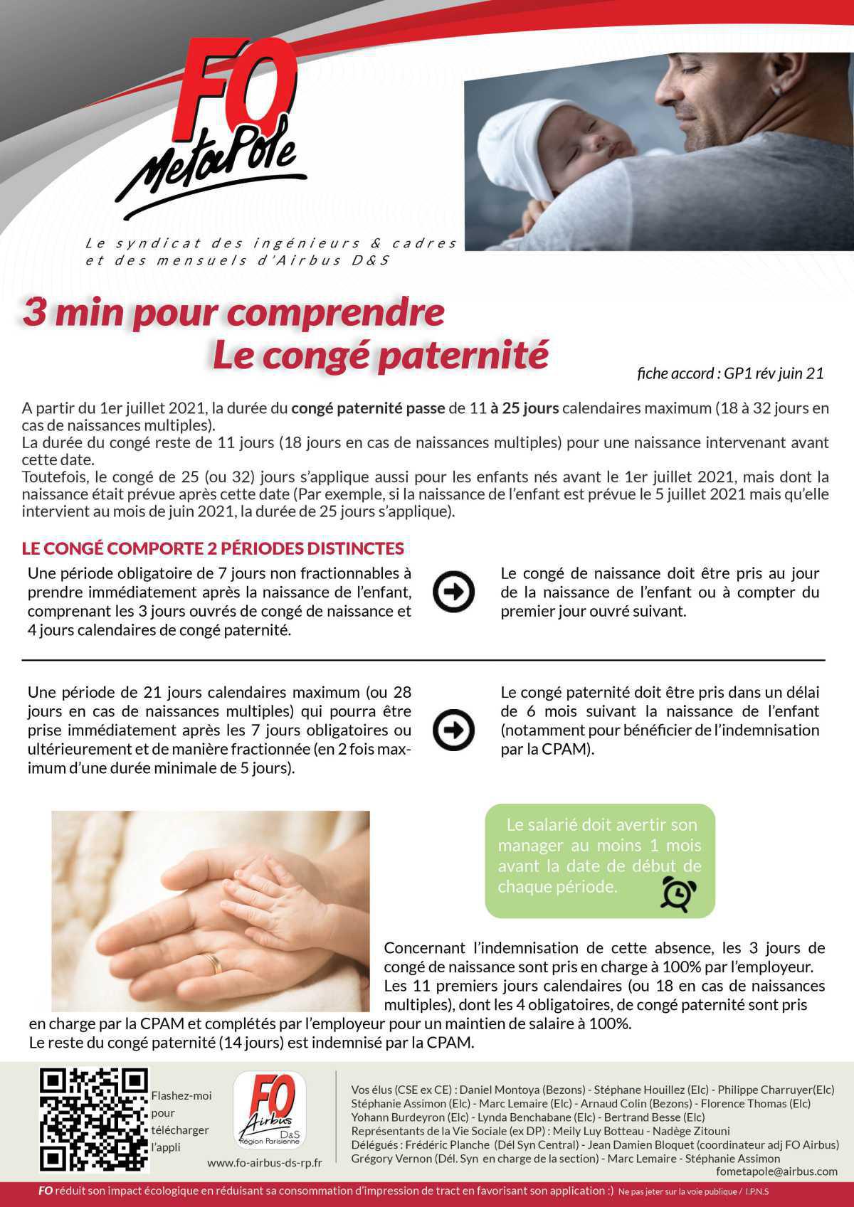 Fiche pratique : Congé paternité  Fiche pratique : Congé paternité