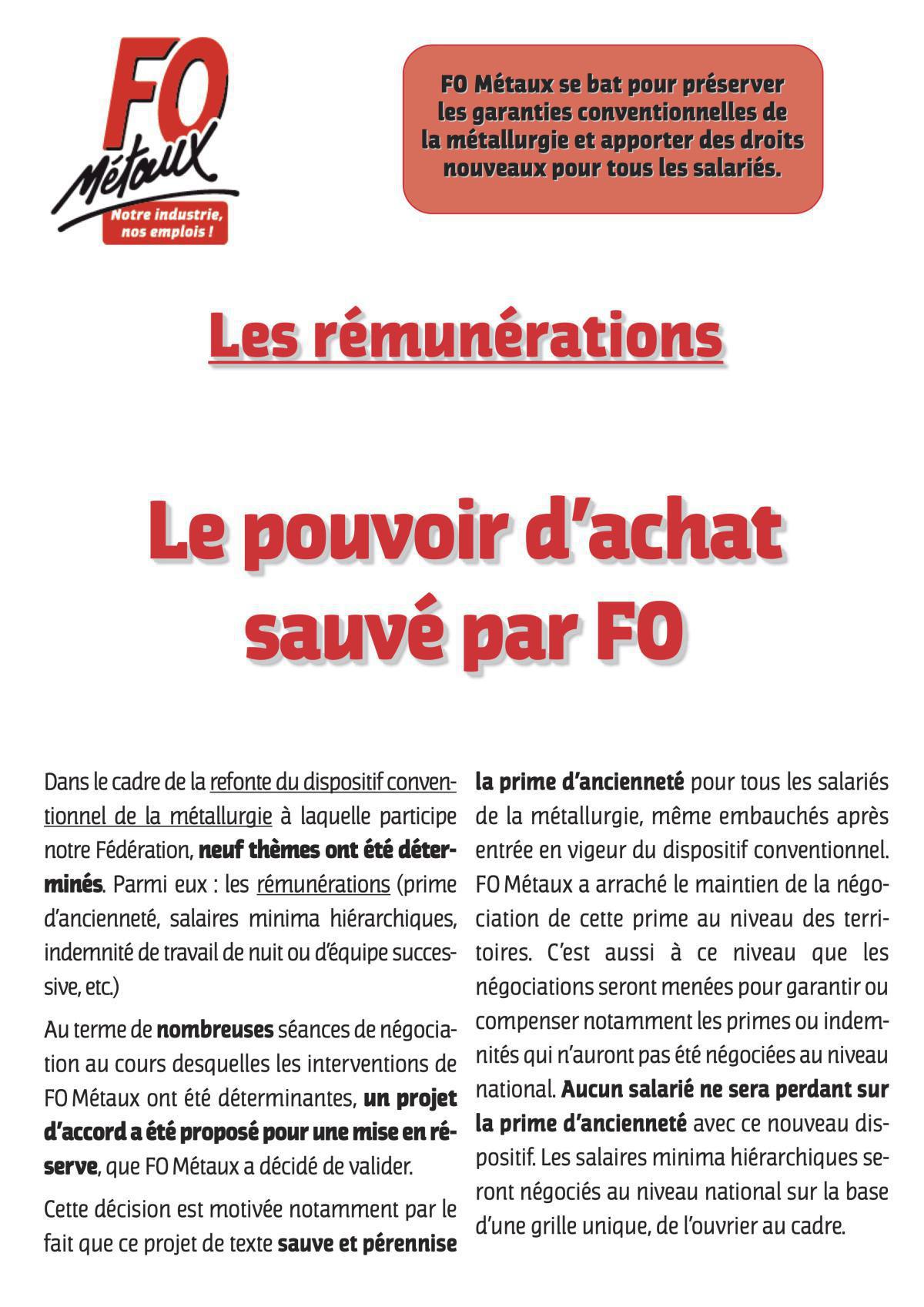 FO Métaux a sauvé la prime d’ancienneté que l’UIMM voulait réduire en la transformant FO Métaux a sauvé la prime d’ancienneté que l’UIMM voulait réduire en la transformant