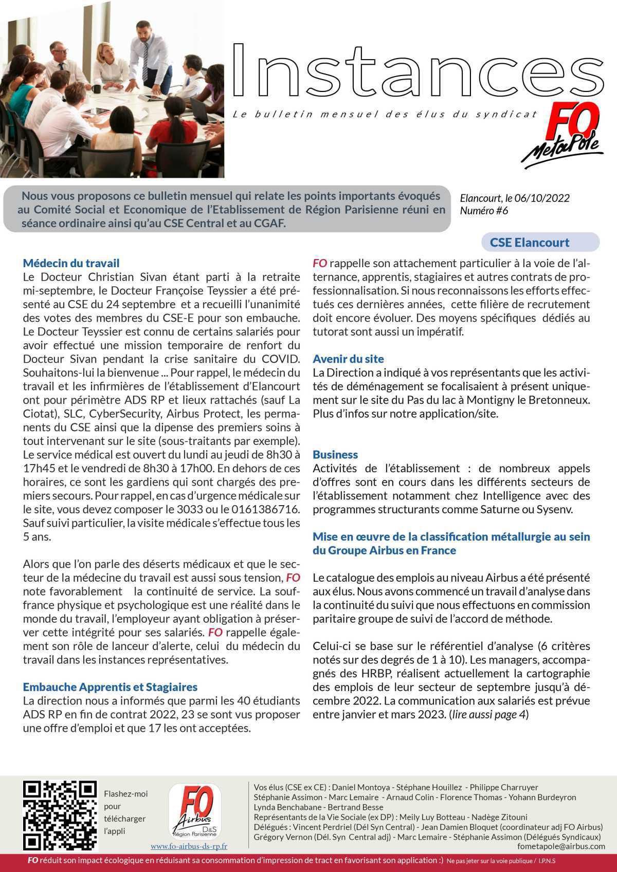 Le bulletin des instances #oct 22 Le bulletin des instances #oct 22