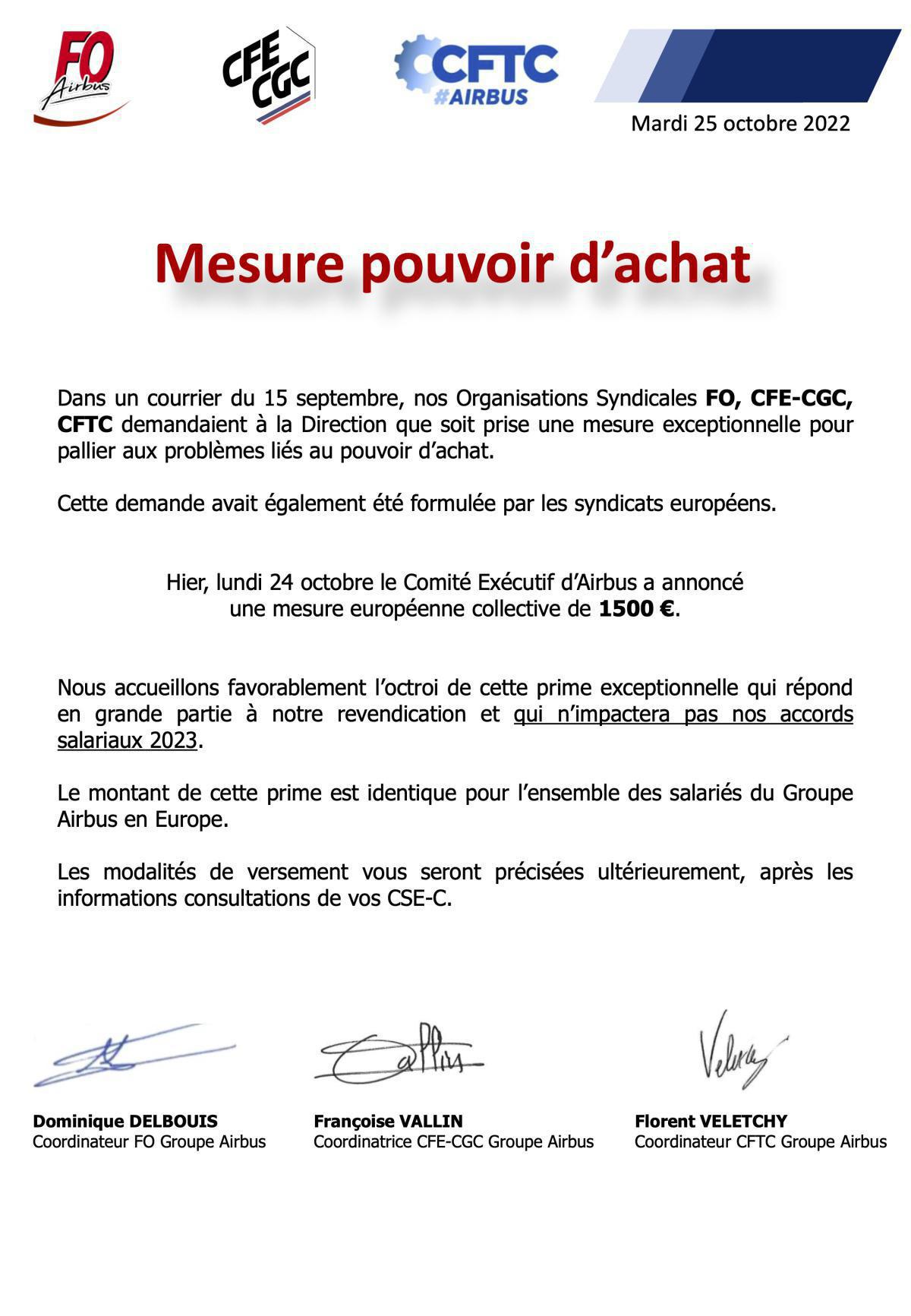 Une prime de 1500 € en mesure de pouvoir d'achat Une prime de 1500 € en mesure de pouvoir d'achat