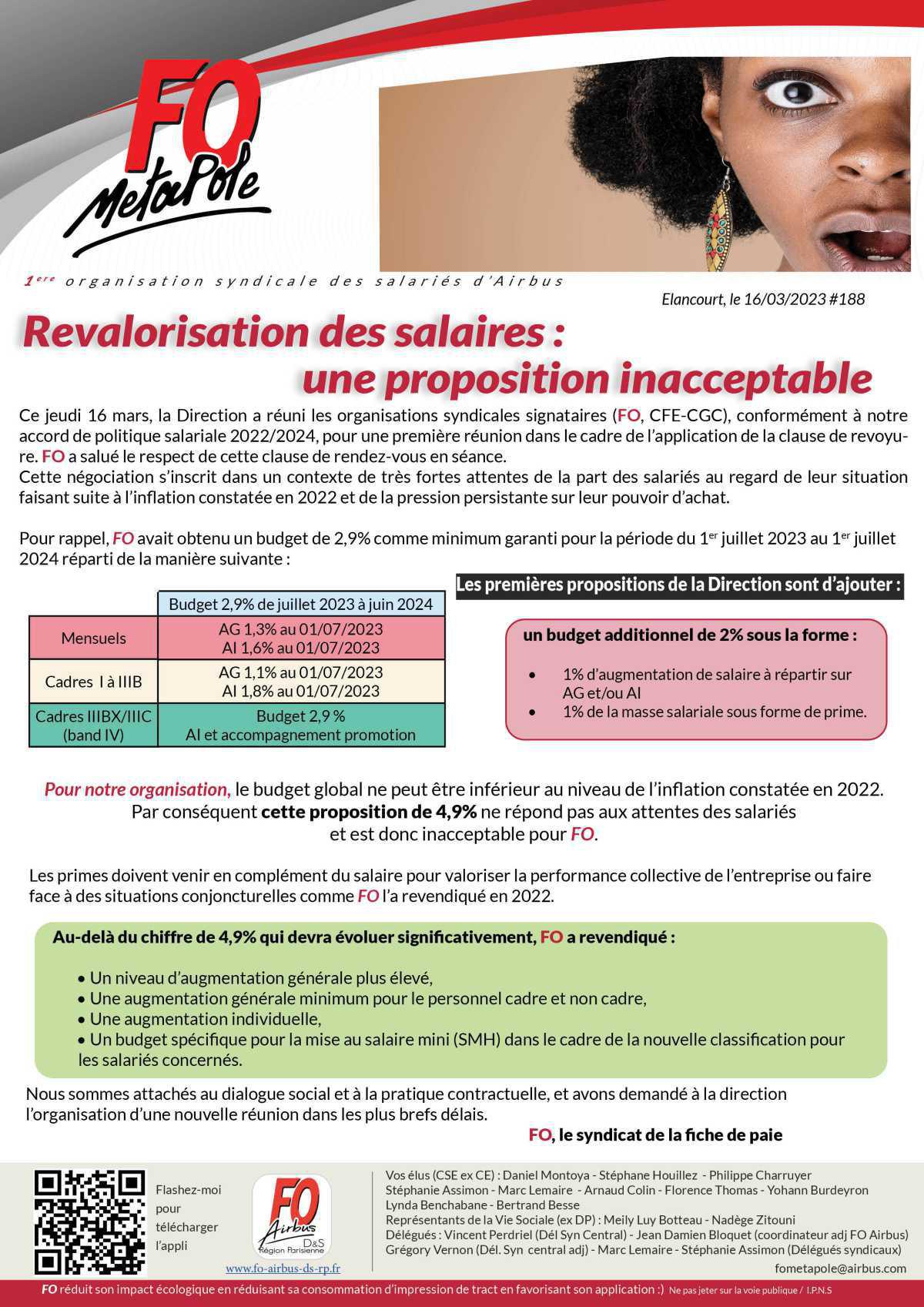 Revalorisation des salaires : une proposition inacceptable Revalorisation des salaires : une proposition inacceptable