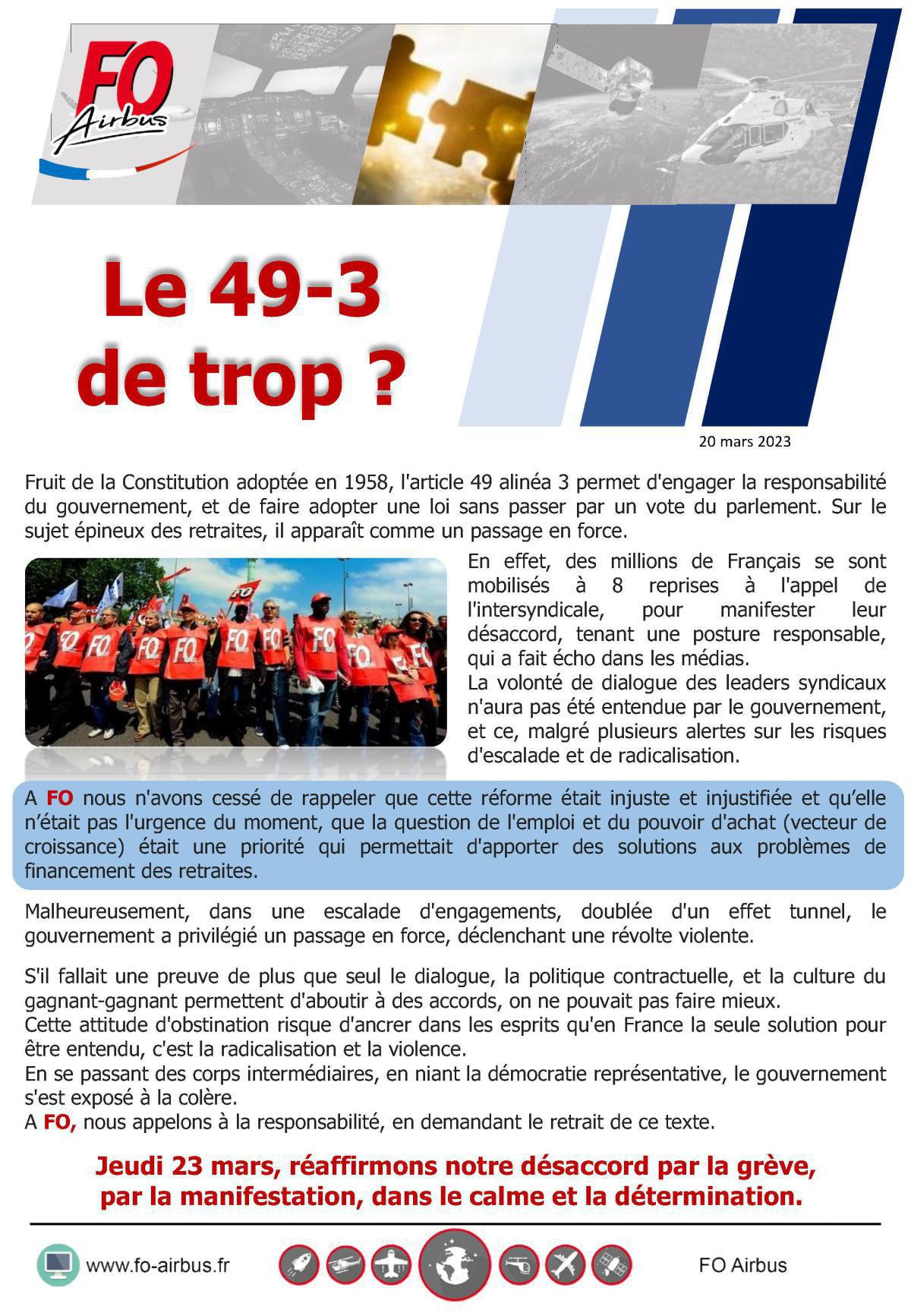 Un 49-3 de trop ? Un 49-3 de trop ?