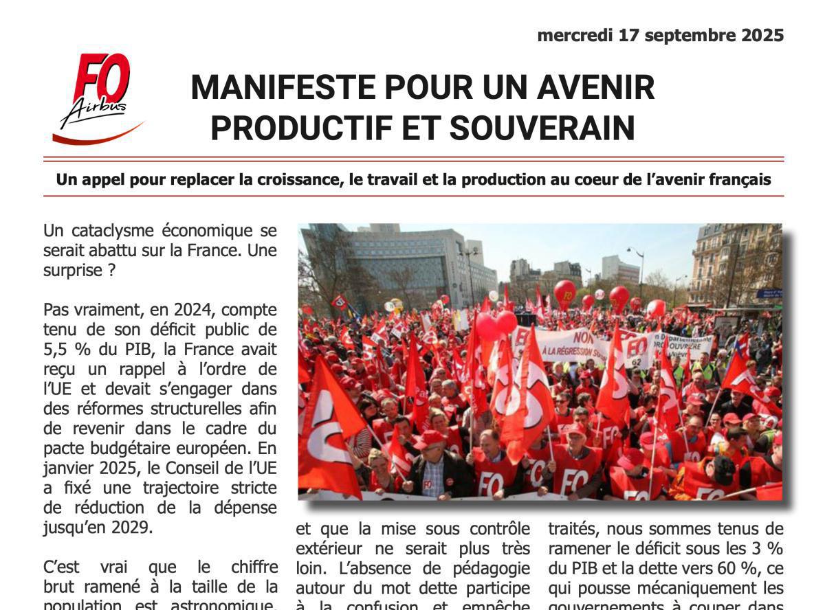 Manifeste pour un avenir productif et souverain Manifeste pour un avenir productif et souverain