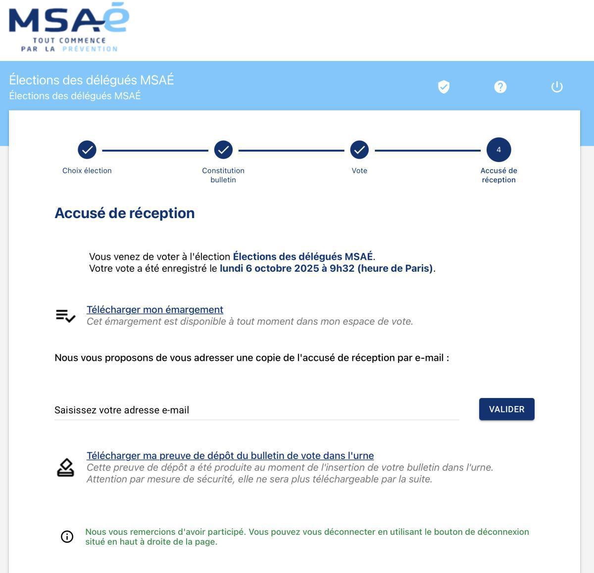 MSAE - Elections de vos délégués jusqu'au 16 octobre 2025 MSAE - Elections de vos délégués jusqu'au 16 octobre 2025