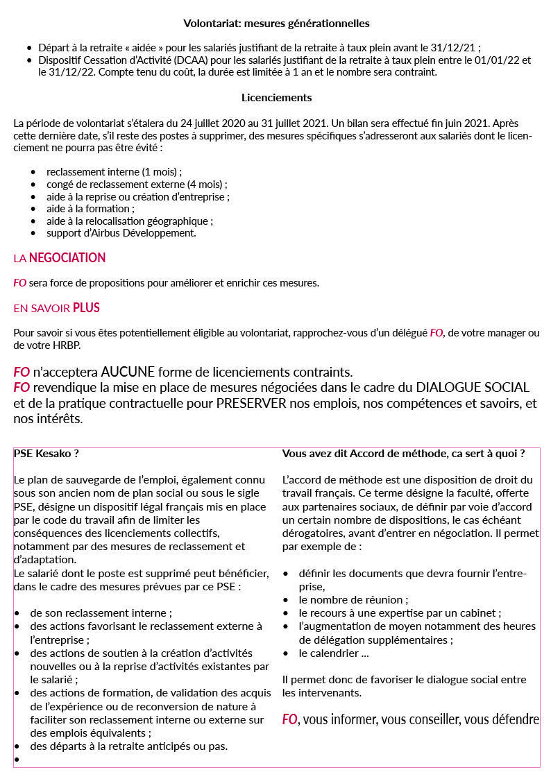 Airbus DS Plan de Sauvegarde de l'Emploi Airbus DS Plan de Sauvegarde de l'Emploi