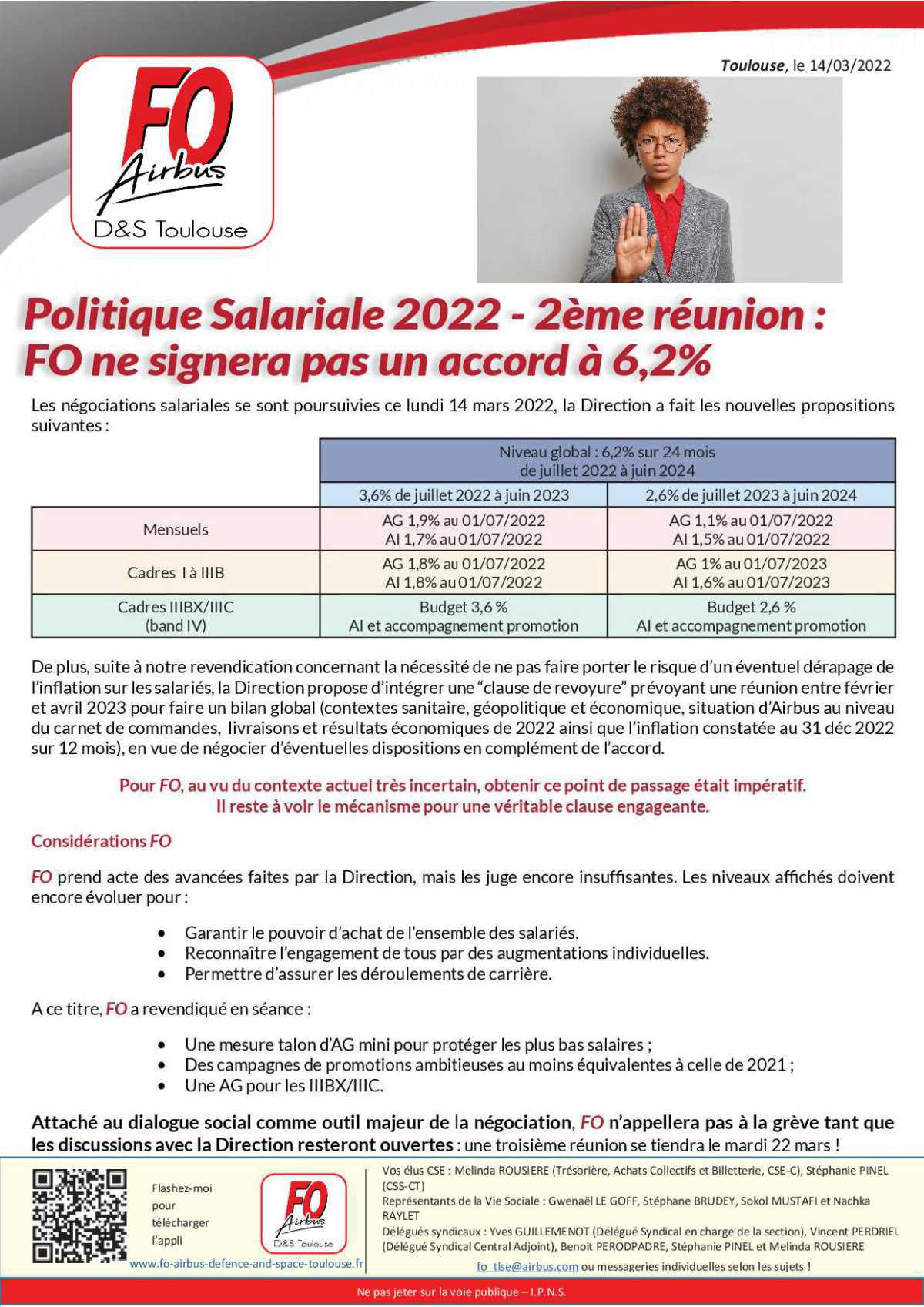 Politique Salariale 2022 - 2ème réunion : FO ne signera pas un accord à 6,2%
