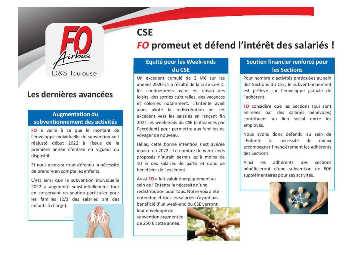 CSE Toulouse: FO promeut et défend l'intérêt des salariés !