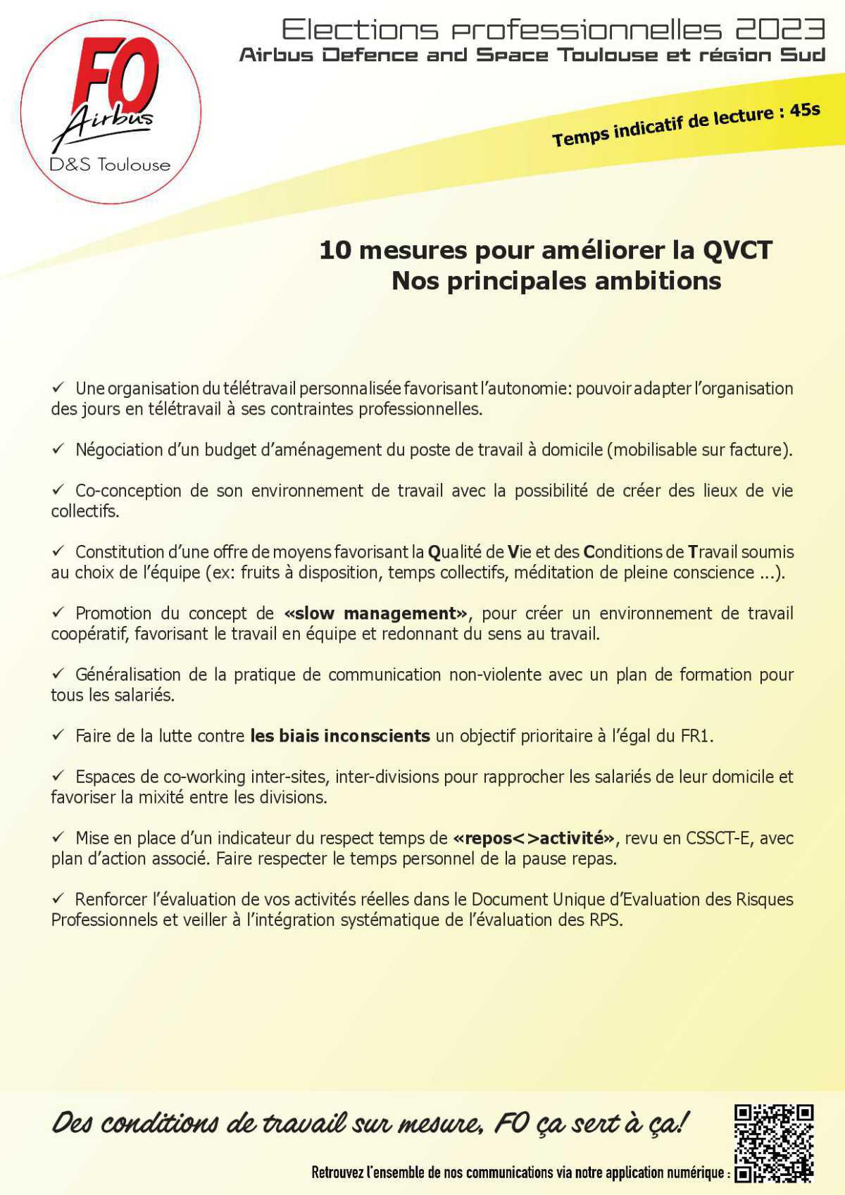 10 mesures pour améliorer la QVCT