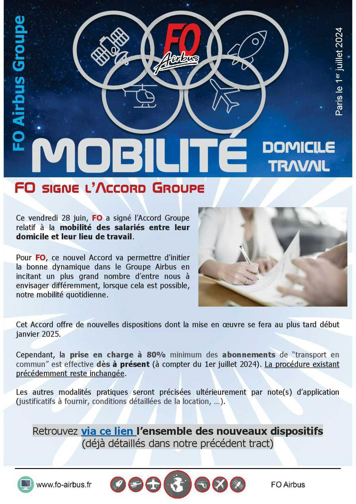 Signature de l'accord mobilité domicile-travail