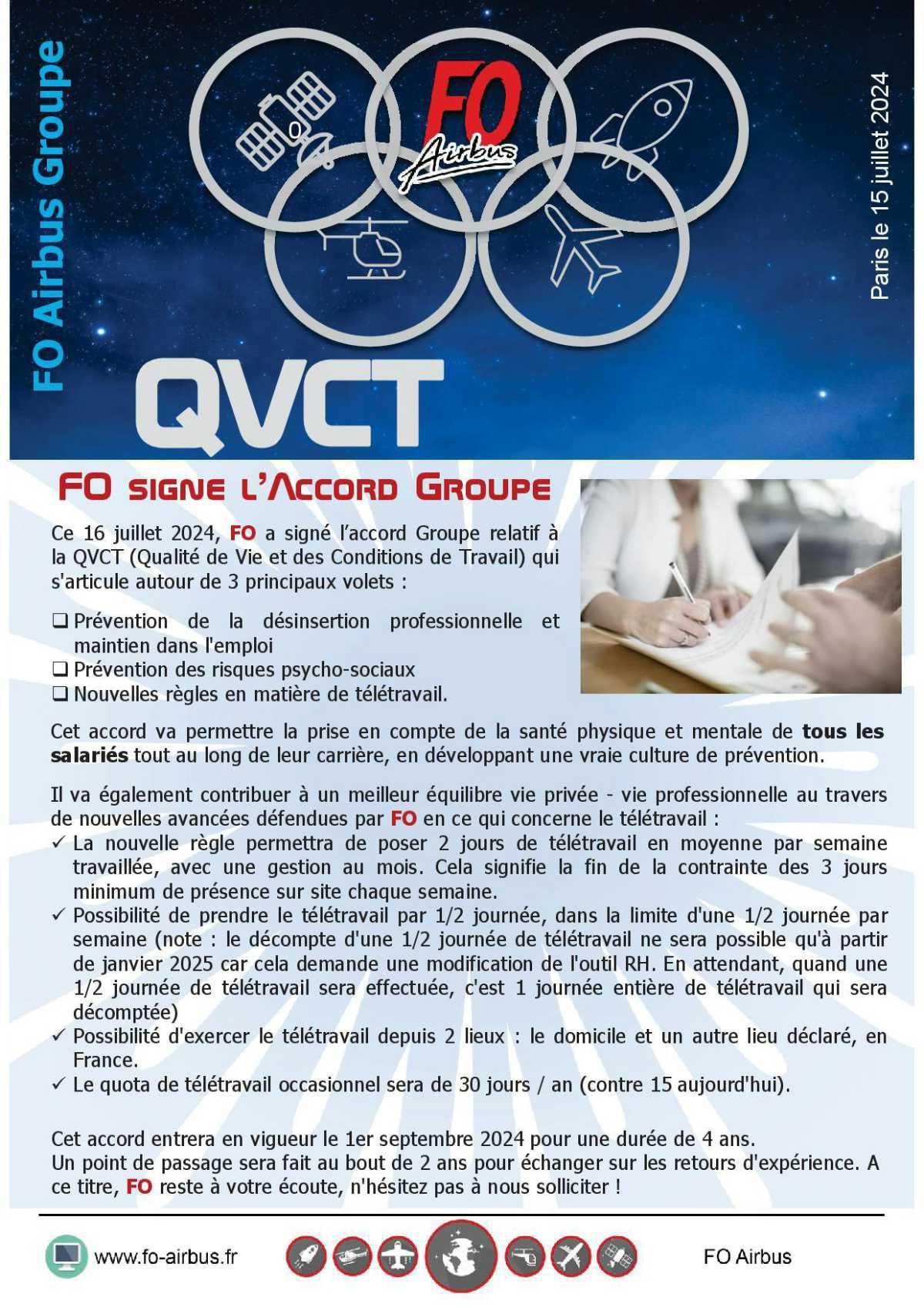 QVCT - Télétravail, l'accord signé par FO entre en vigueur au 1er septembre