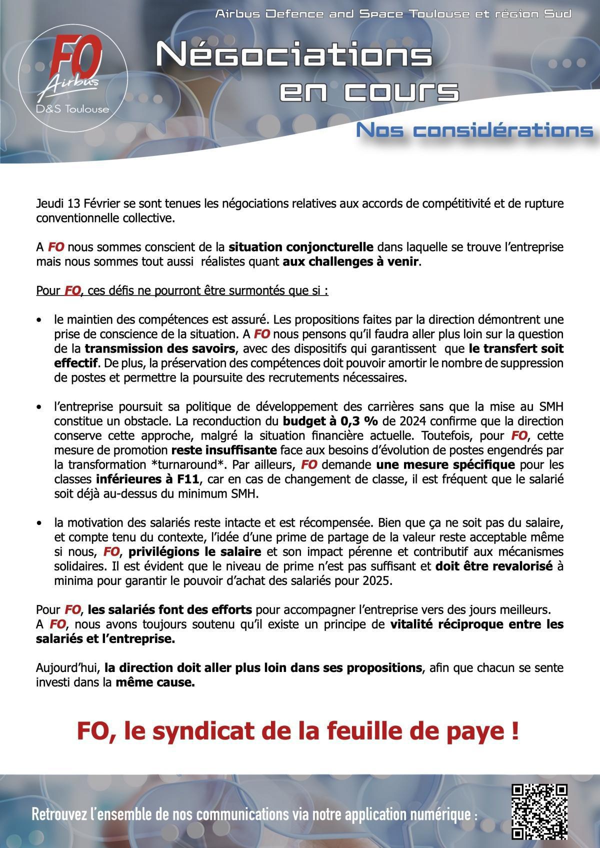 Négociations en cours : nos considérations Négociations en cours : nos considérations