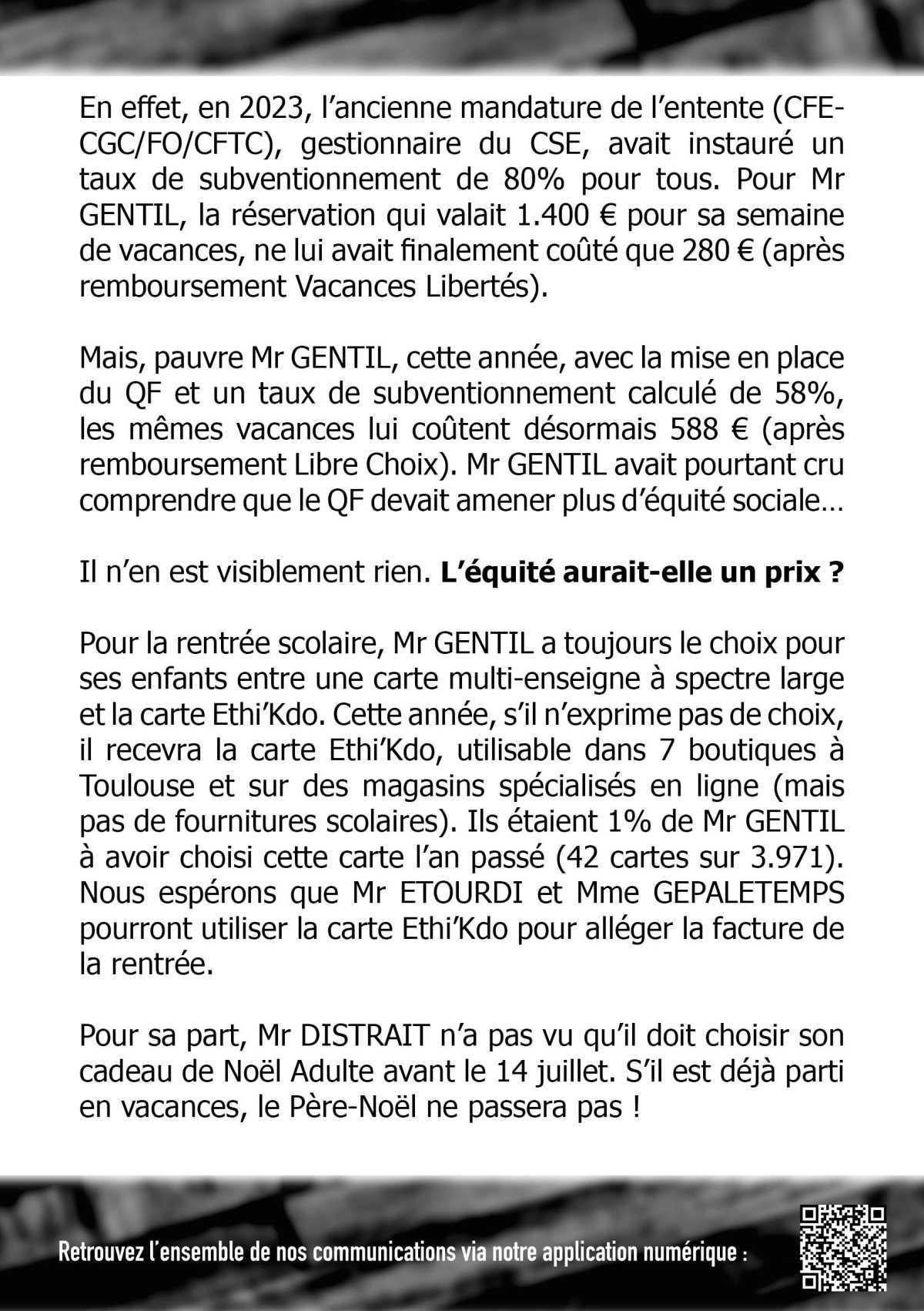 Equité, mon QF !