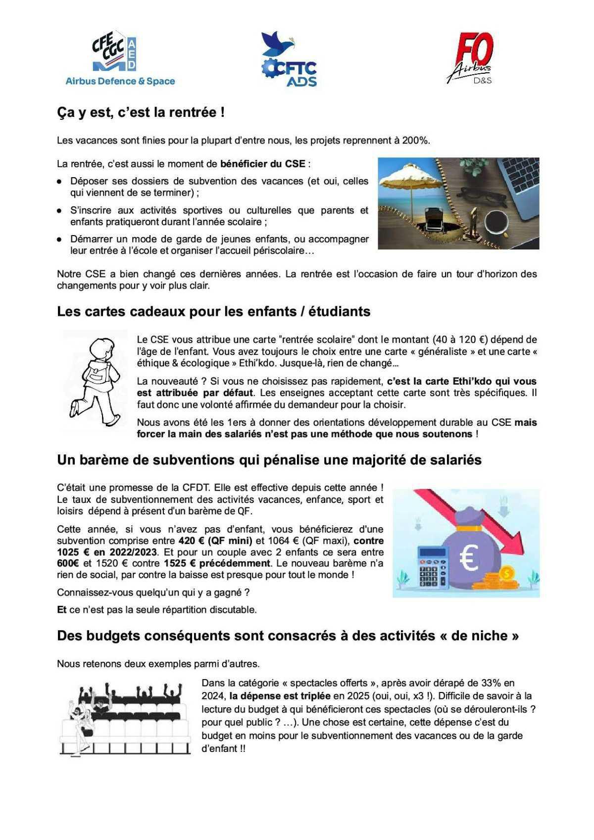 Rentrée, le CSE en ?