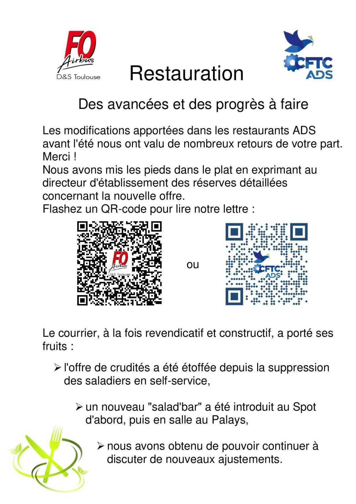 Restauration - Réponse de la Direction