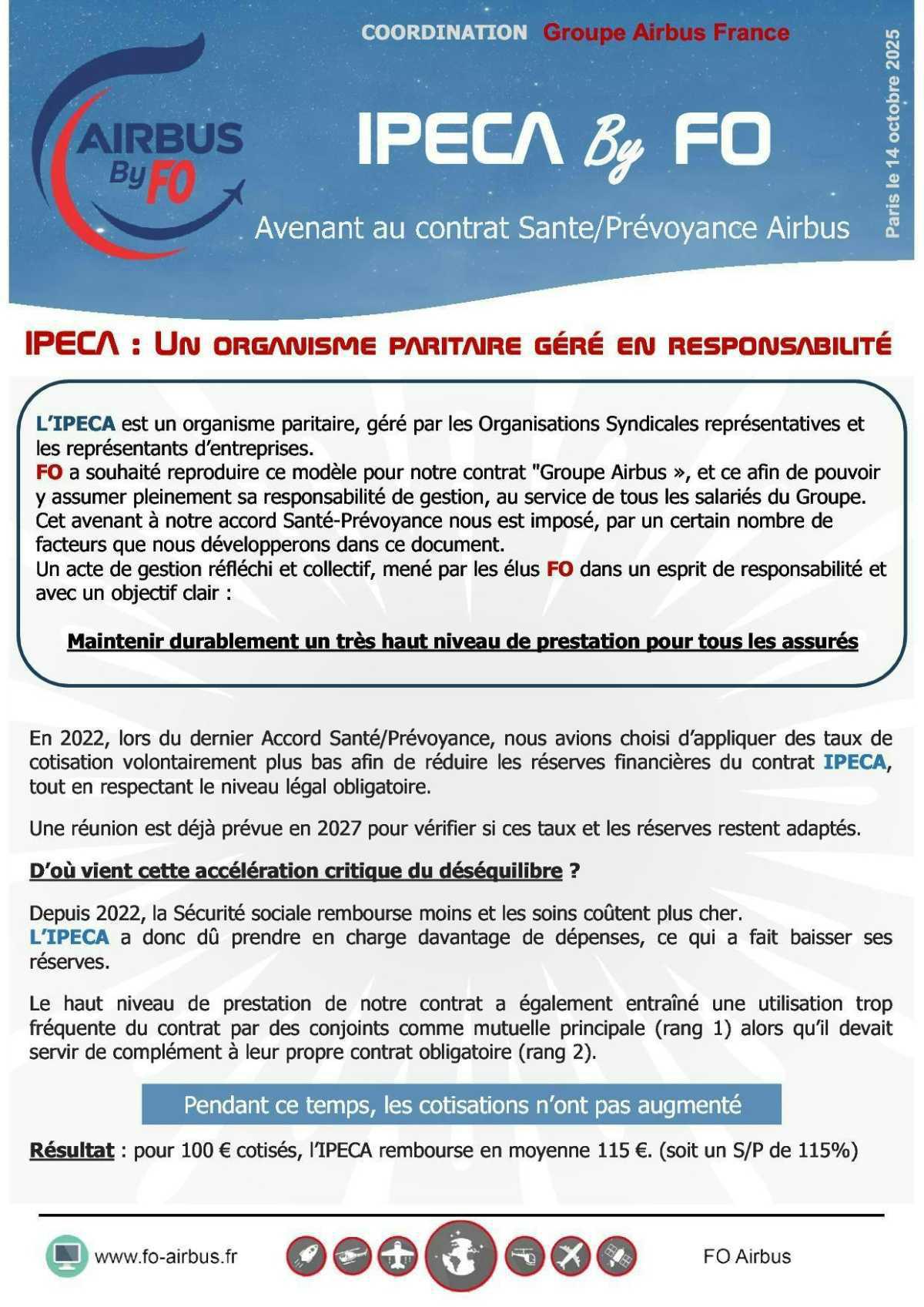 IPECA - Avenant au contrat santé / prévoyance
