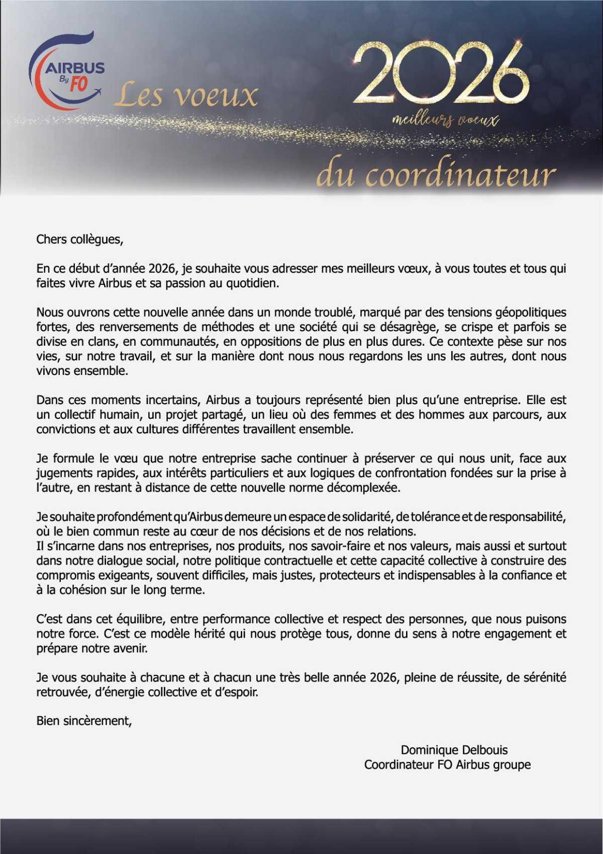 Voeux du coordinateur FO Airbus Group
